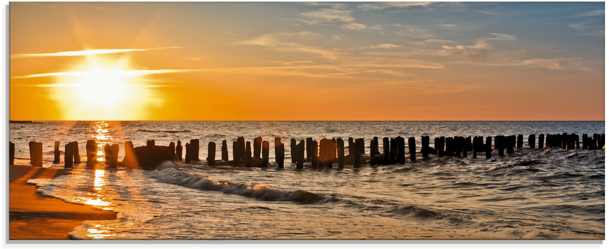 Artland Glasbild »Schöner Sonnenuntergang am Strand«, Strand, (1 St.), in verschiedenen Größen
