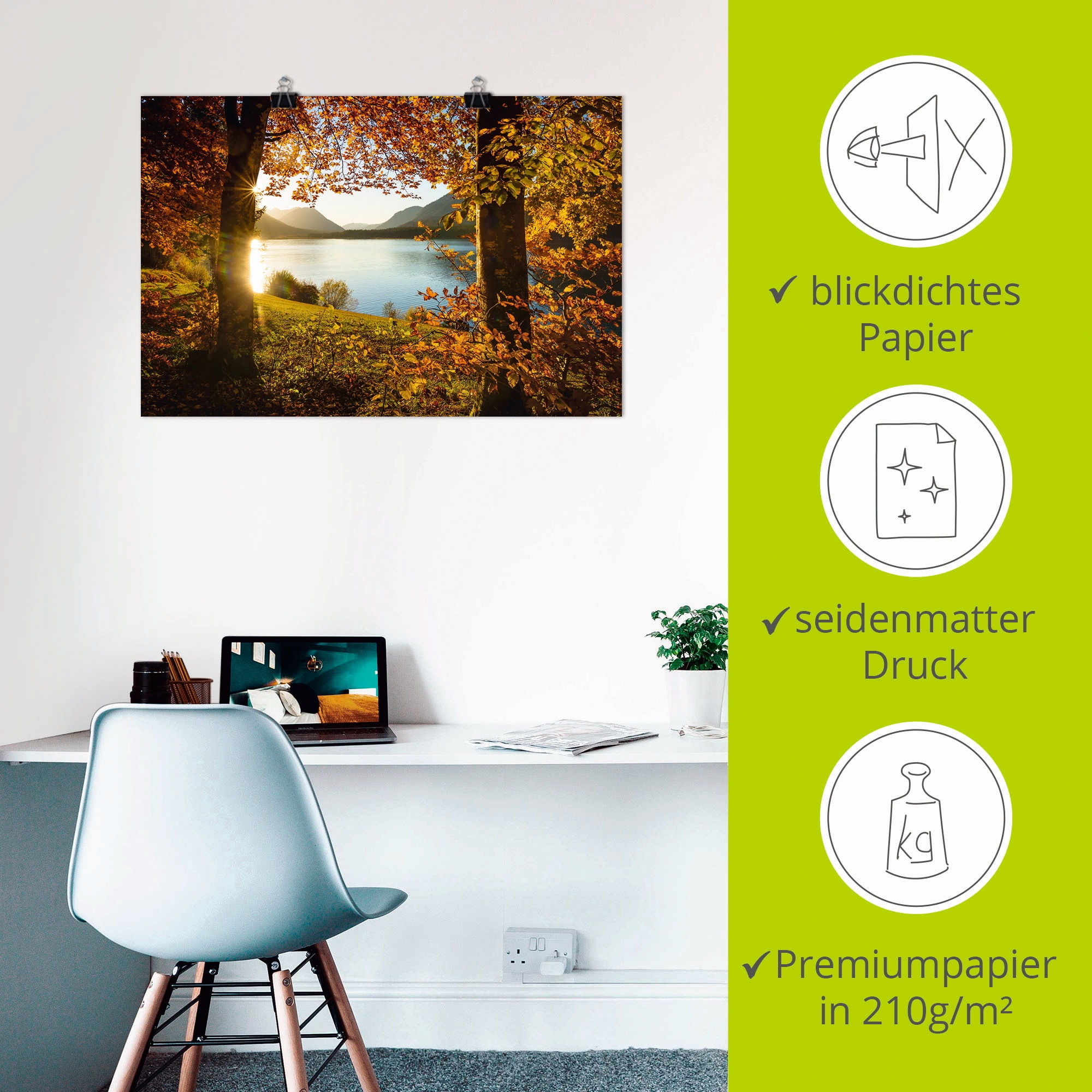 Artland Wandbild »Herbst am Sylvensteinsee«, Gewässer, (1 St.), als Alubild, Outdoorbild, Leinwandbild, Poster in verschied. Größen