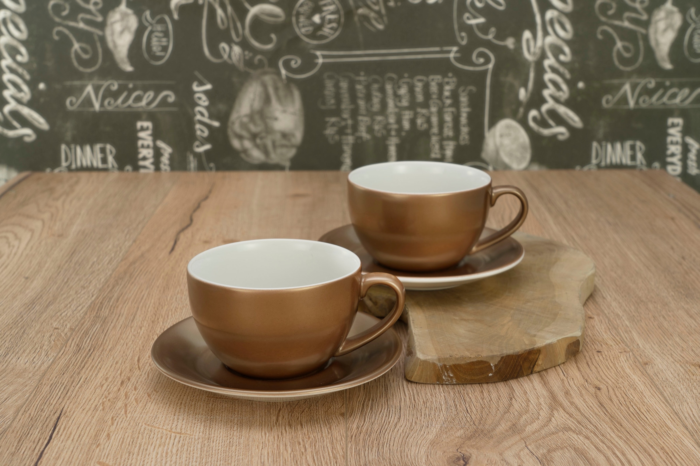 CreaTable Cappuccinotasse »Golden Days«, 4-teilig, inkl. Untertasse