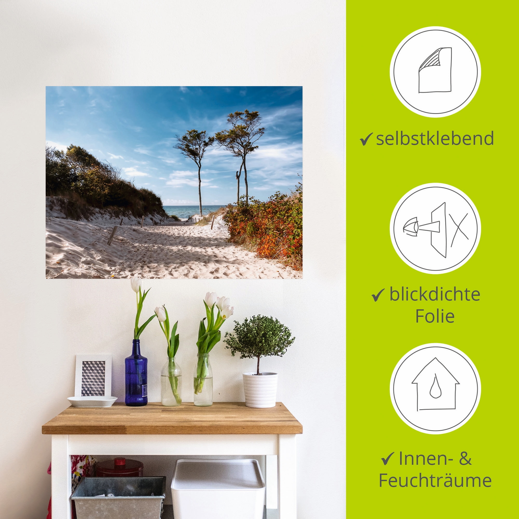 Artland Wandbild »Weststrand Darss«, Strand, (1 St.), als Leinwandbild, Poster, Wandaufkleber in verschied. Größen
