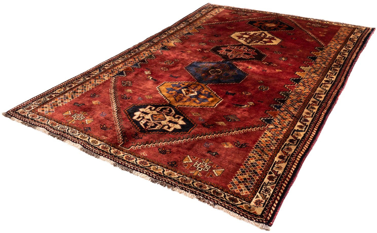 Wollteppich „Shiraz Medaillon 247 x 170 cm“, rechteckig, Unikat mit Zertifikat Rot 1 mm B/L: 170 cm x 247 cm – 1 mm