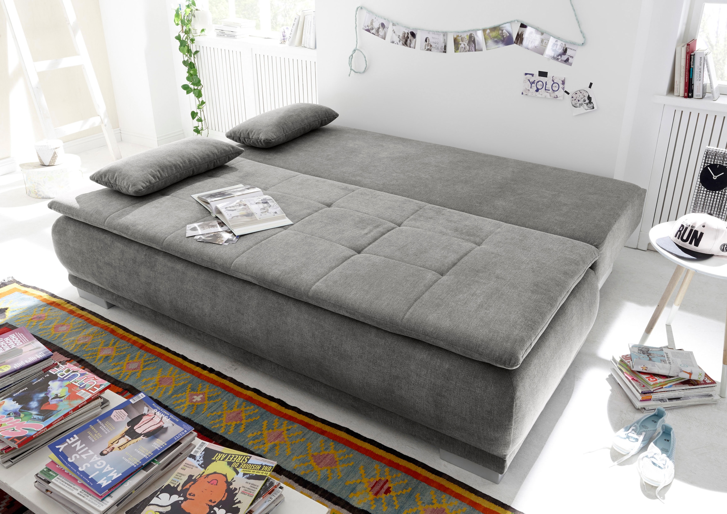 ED EXCITING DESIGN Schlafsofa »Luigi«, mit Bettkasten & 2 Armlehnenkissen