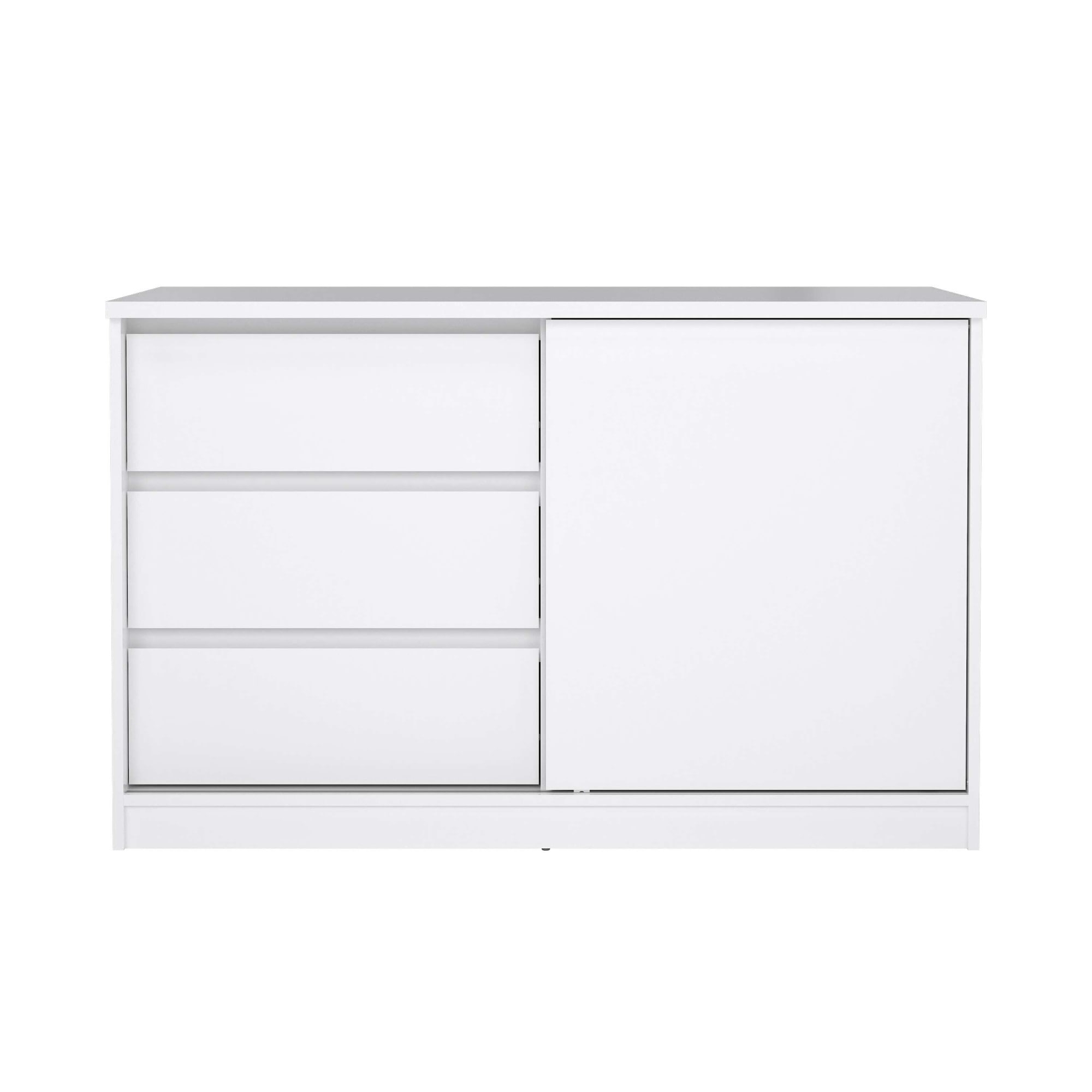 INOSIGN Sideboard »Naia Aufbewahrung, Schuhkommode, Stauraumkommode, Schuhschrank,«, Kommode mit 1 Schiebetür und 3 Schubladen, Breite 119 cm, Höhe 76 cm