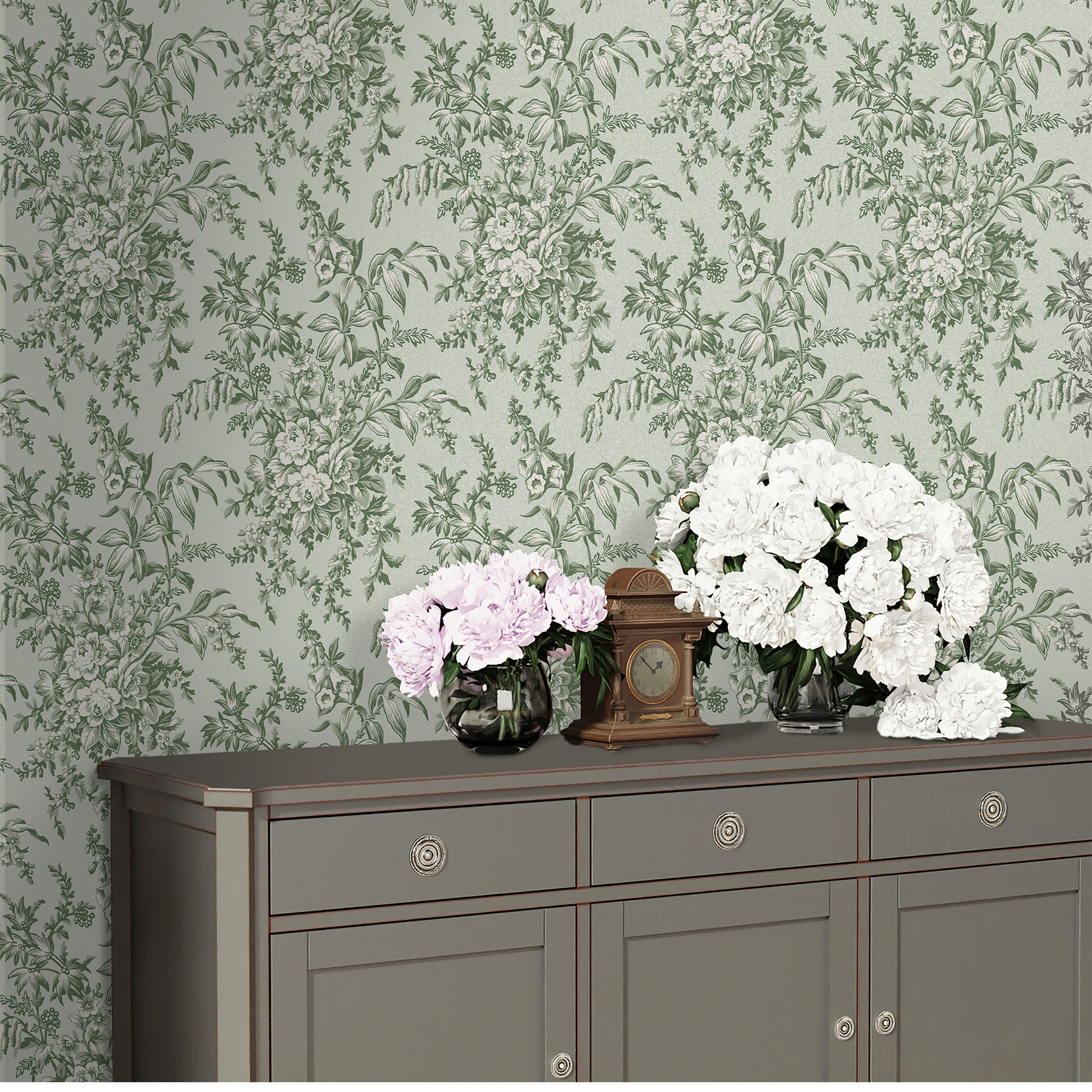 LAURA ASHLEY Vliestapete »Laura Ashley Picardie Sage Vliestapete«, geblümt, Laura Ashley Picardie Sage Vliestapete