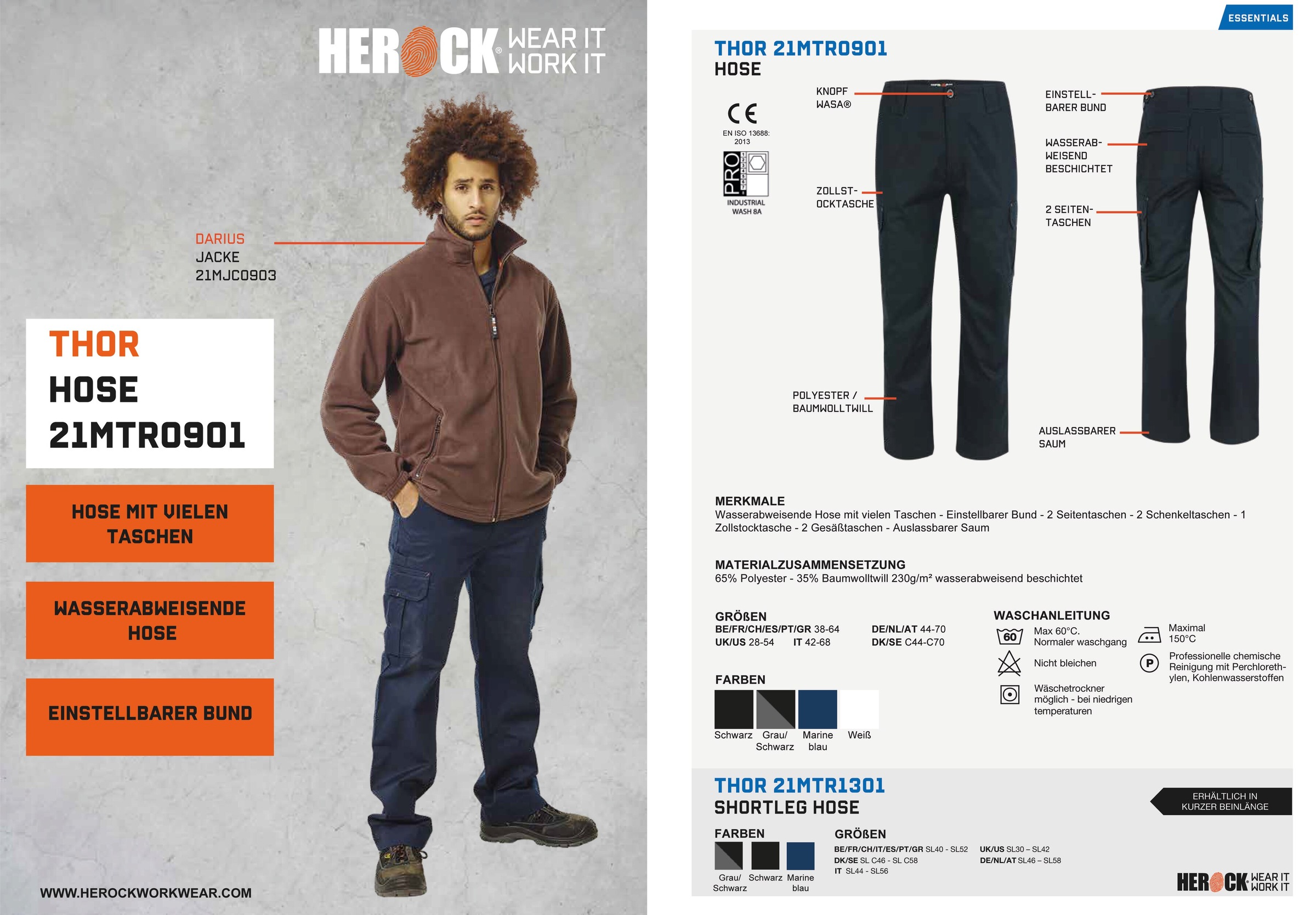 Herock Arbeitshose »Thor Hose«, Wasserabweisend, 7 Taschen, einstellbarer  Bund, leicht, viele Farben online kaufen