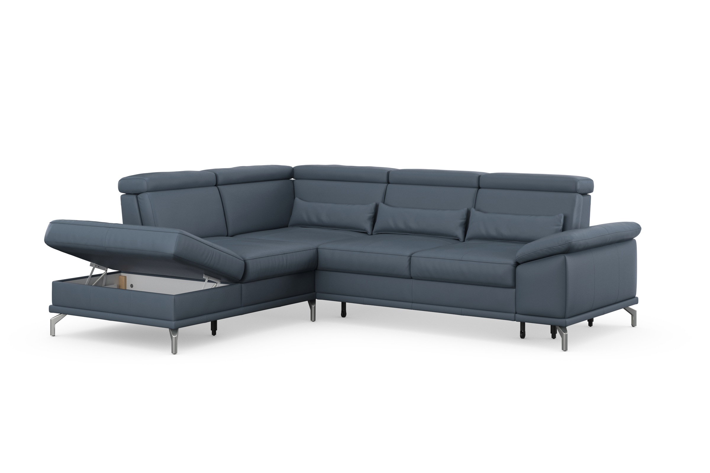 sit&more Ecksofa »Cabrio L-Form, mit Sitztiefenverstellung, Arm- und Kopfteilverstellung«, 3 Nierenkissen, Federkern, optional Bettfunktion und Stauraum
