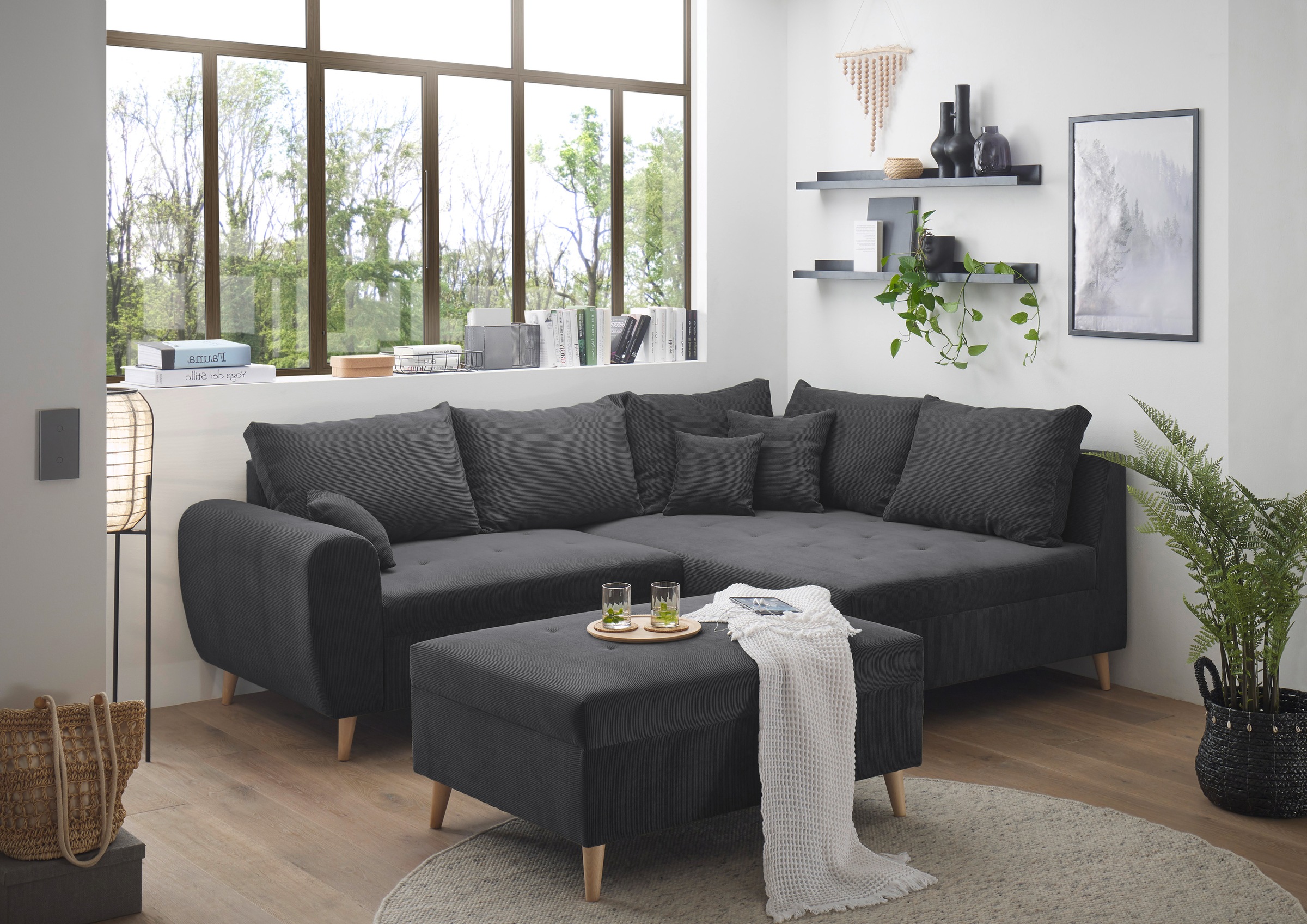ED EXCITING DESIGN Ecksofa »Calanda L-Form«, mit Hocker & 3 Zierkissen günstig online kaufen