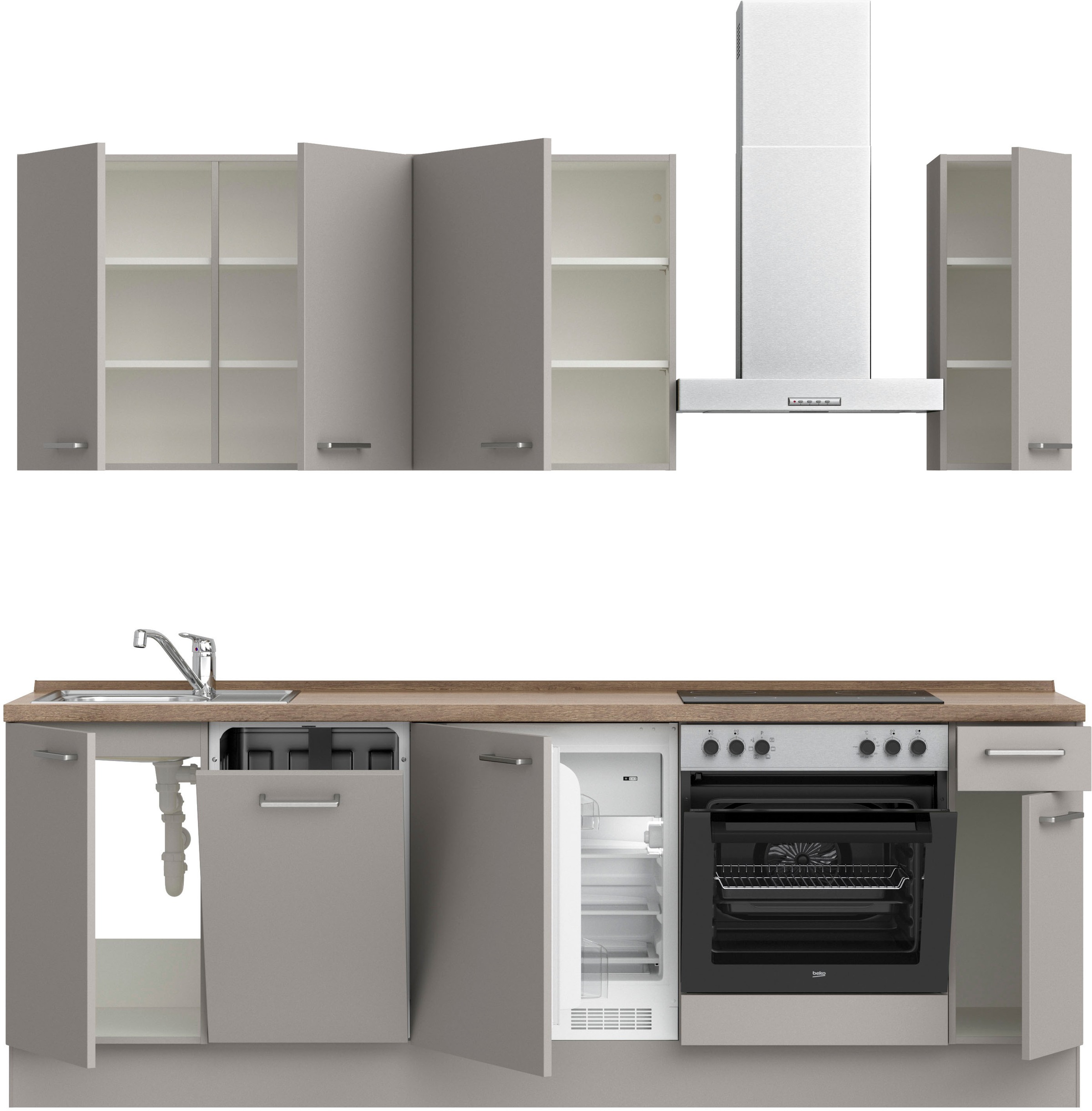 nobilia® Küchenzeile »"Touch I"«, vormontiert, Ausrichtung wählbar, Breite 240 cm, wahlw. mit E-Geräten