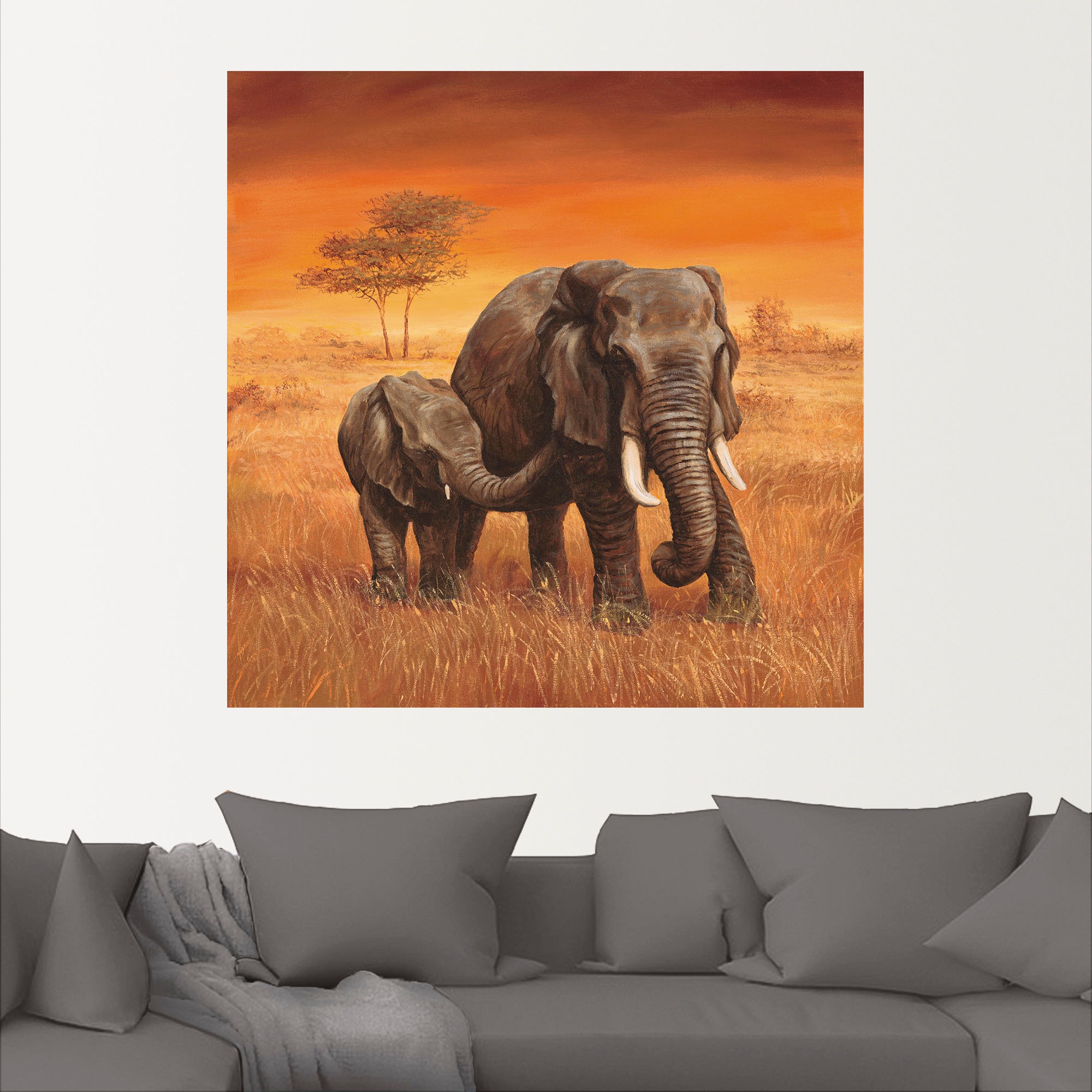 Artland Wandbild »Elefanten II«, Wildtiere, (1 St.), als Alubild, Outdoorbild, Leinwandbild, Poster, Wandaufkleber