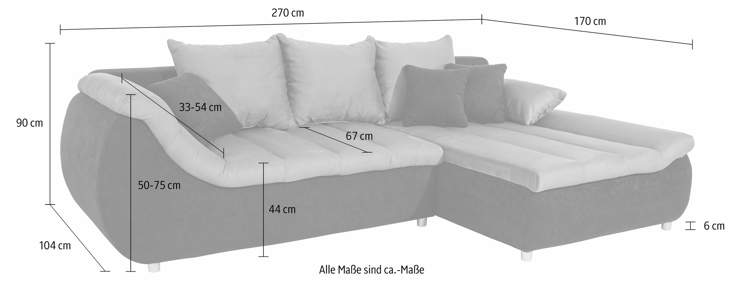 INOSIGN Ecksofa »Imola modern und elegant, bequem, aktuelle Steppung im Sit günstig online kaufen