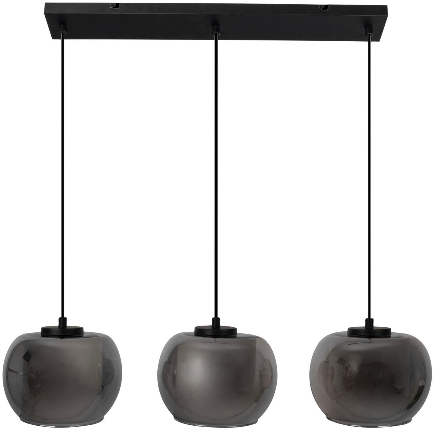 OTTO home Pendelleuchte »Tanissa mit Doppelschirm« E27 1 Stk. Pendellampe, Rauchglas, innen Stoffschirm, E27, Glasschirm, Glaskugel