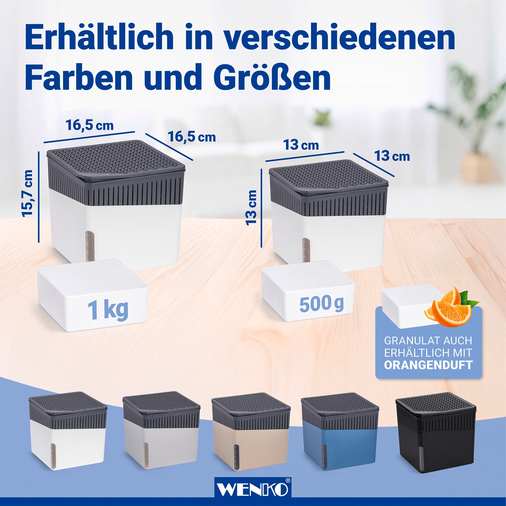 WENKO Luftentfeuchter »Modell Cube« für 40 m³ Räume Tank 0,8 l mit 2 x 500 g Entfeuchter-Blöcken, für Räume bis 40 m³