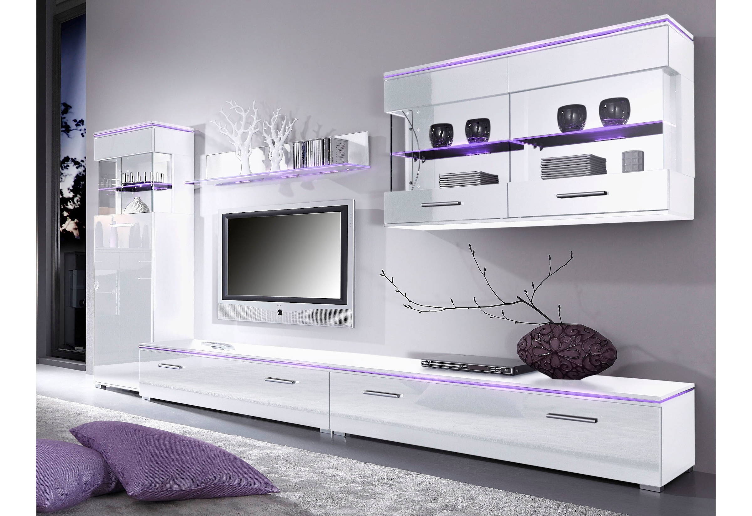 Höltkemeyer Wohnwand »Show« 3tlg.-Set besteht aus 1 Standvitrine, 1 Hängevi günstig online kaufen