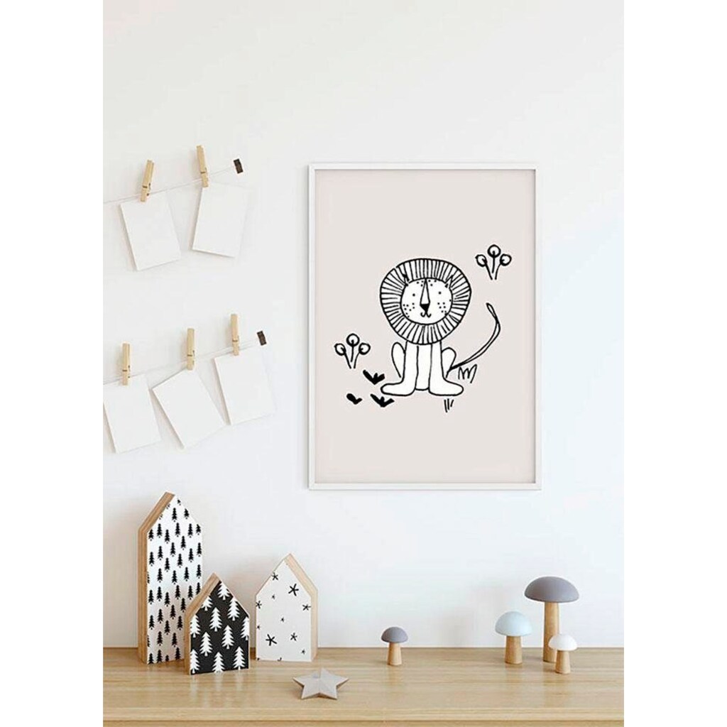 Komar Poster »Scribble Lion«, Tiere, (1 St.), Kinderzimmer, Schlafzimmer, Wohnzimmer