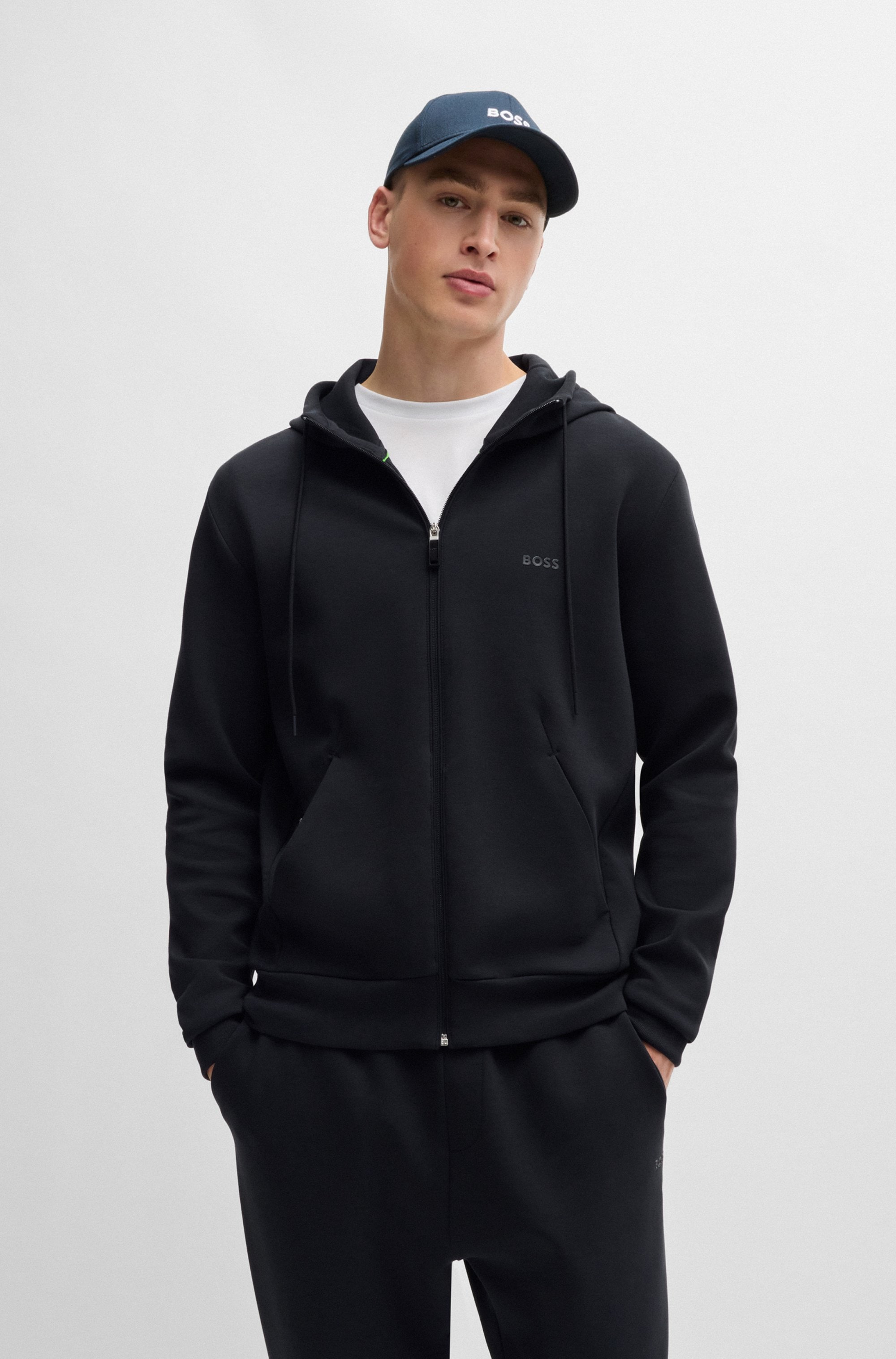 BOSS GREEN Kapuzensweatjacke »Saggy«, mit BOSS Aufdruck
