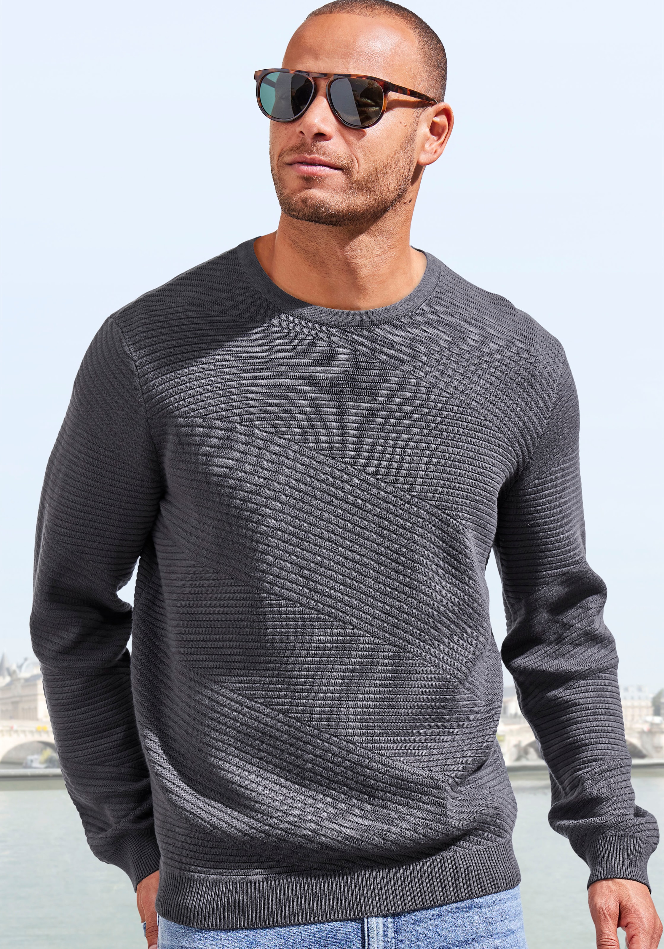 John Devin Strickpullover, Pullover aus weichem Strukturstrick