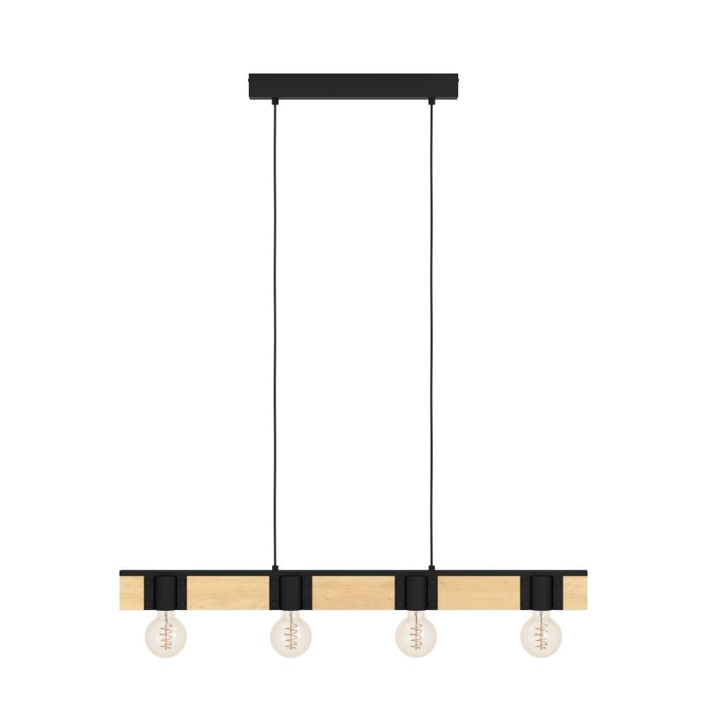 EGLO Hängeleuchte »BAILRIGG Pendellampe, Stahl und Holz, E27, Esszimmerlampe, Hängelampe« E27 1 Stk. Hängeleuchte, L89,5 x B4,5 x H110 cm, schwarz, braun, 4X40W exkl.