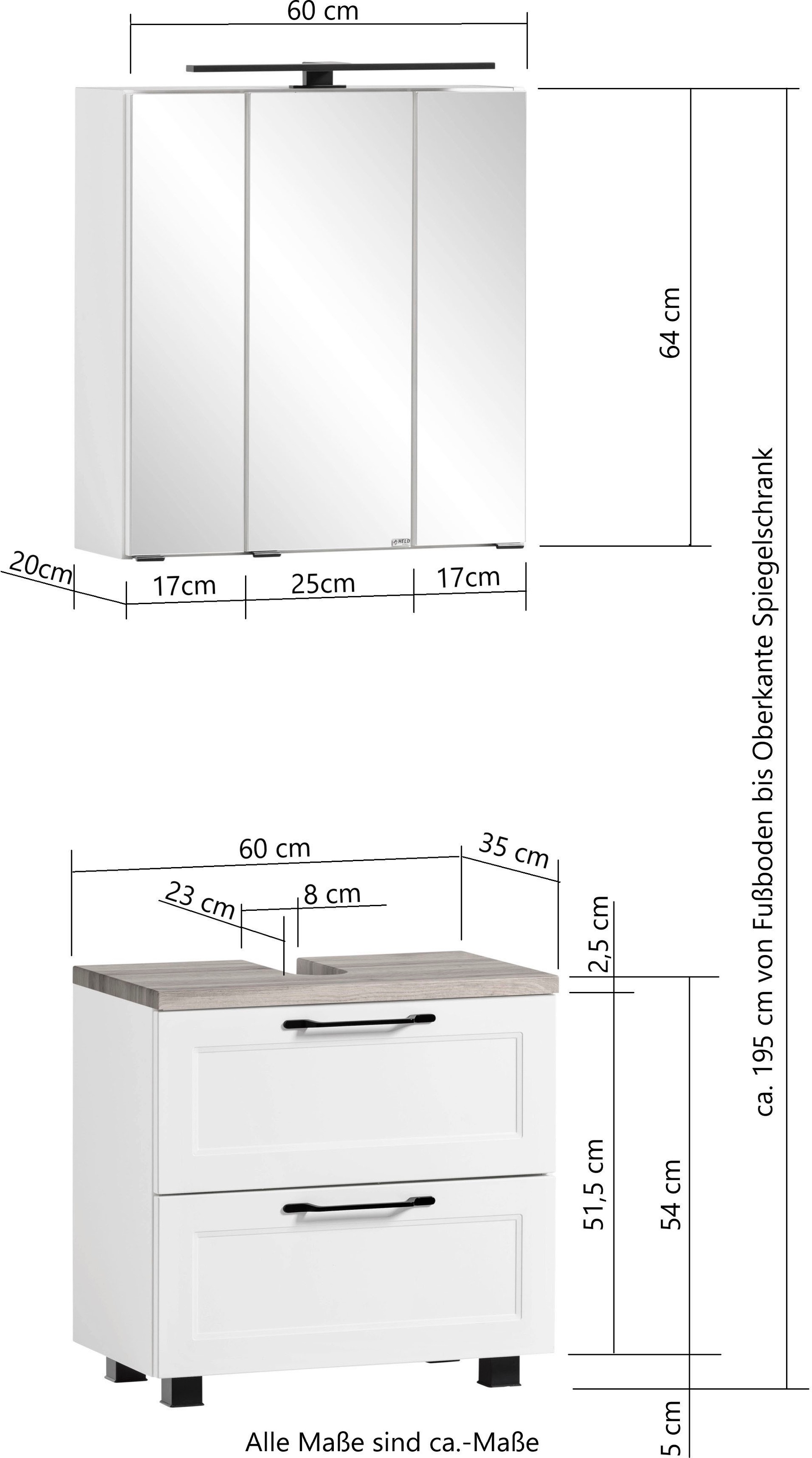 welltime Badmöbel-Set »Lana«, (Komplett-Set, 2 St.), Badezimmer-Set, 2-teilig, 60 cm breit