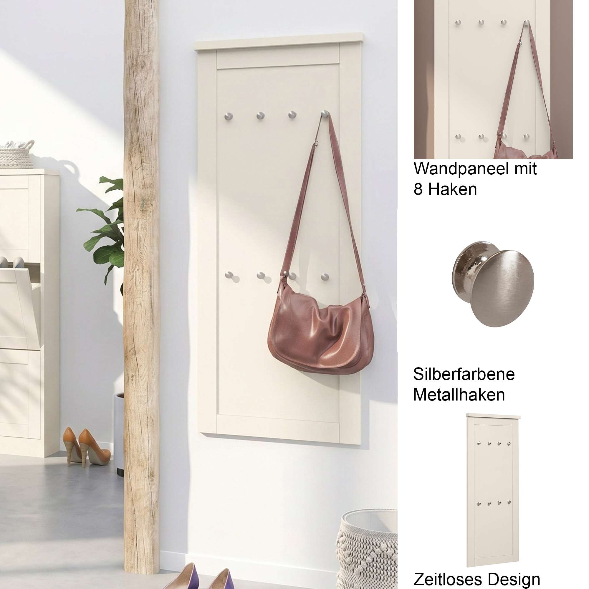OTTO home Garderobenpaneel »Heide« mit 8 Haken, Höhe 120 cm, Breite 50 cm