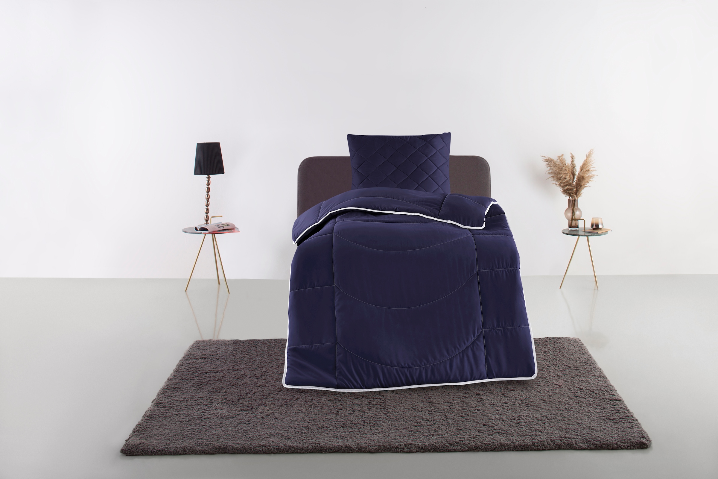 my home Steppbett + Kopfkissen »Microlux, Bettdecke 135x200 cm, 155x220 cm«, (Spar-Set, 1x Bettdecke und 1x Kopfkissen), Set mit Kissen 40x80 cm, 80x80 cm, Sommer, Herbst, Winter in 4 Farben