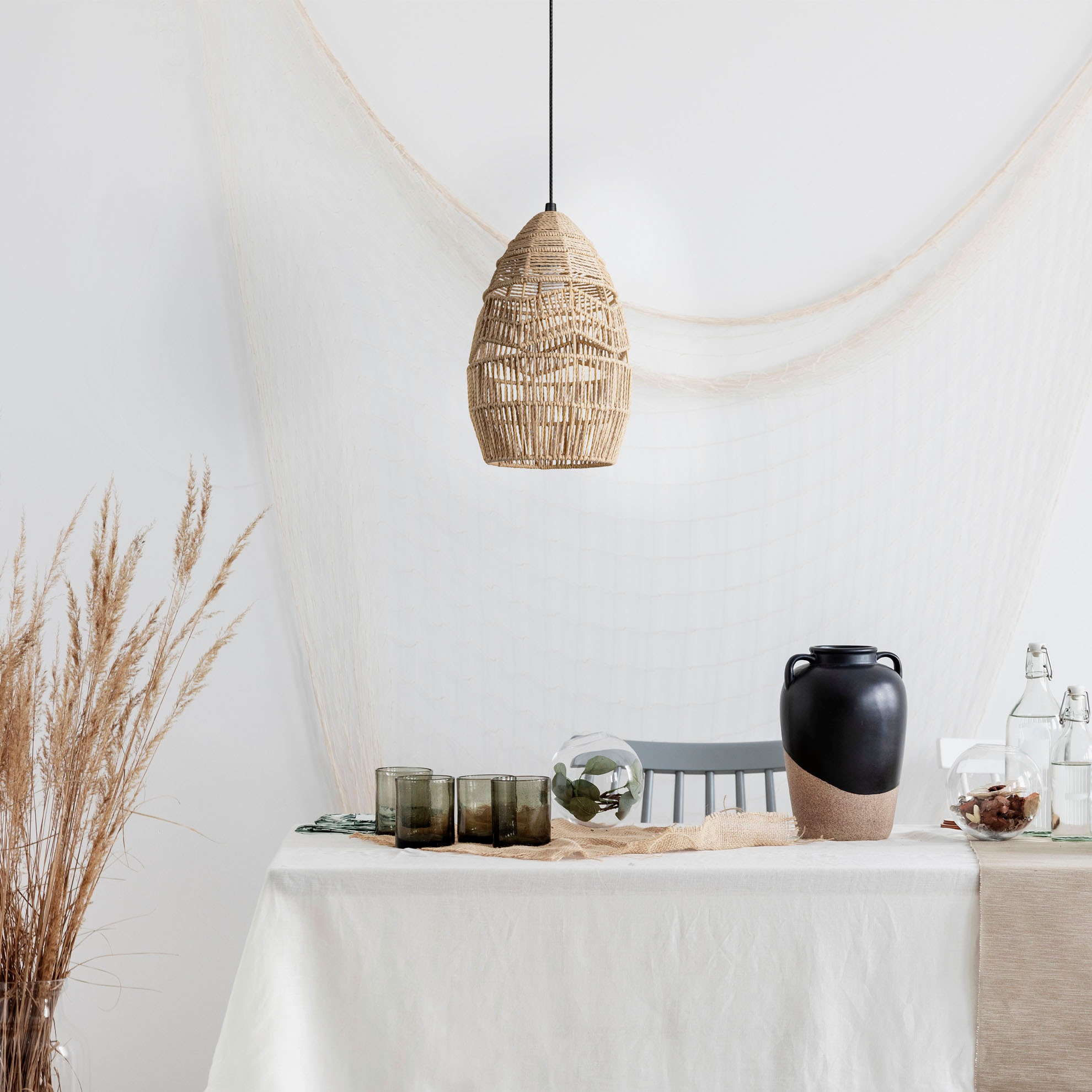 Paco Home Pendelleuchte »VILLA«, Hängeleuchte LED Esstisch Lampe Boho Papier E27 Natur