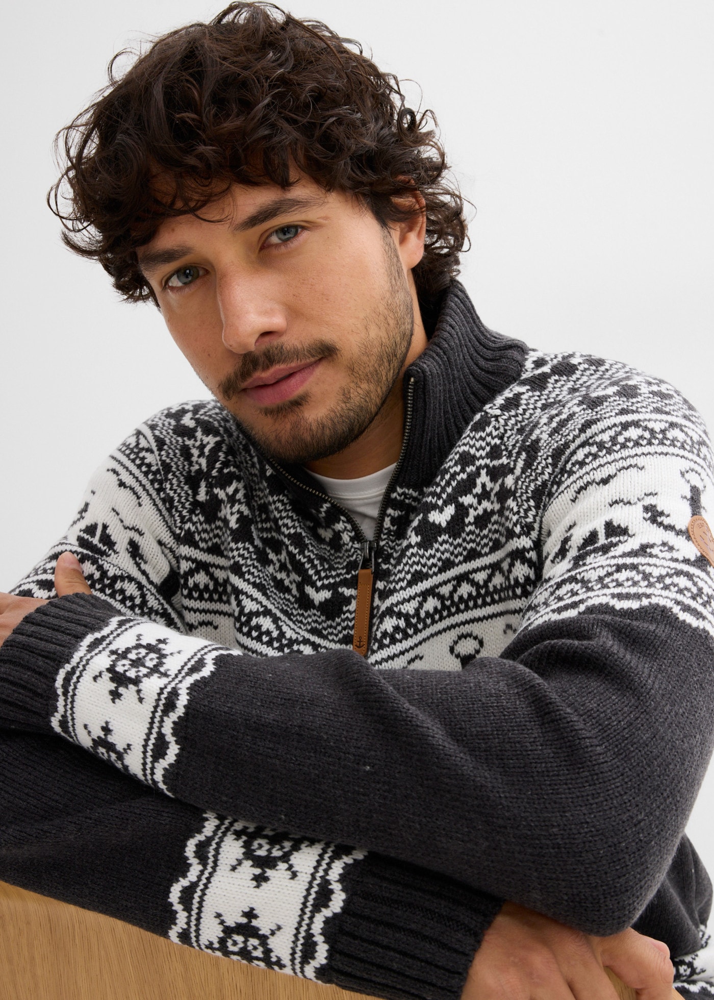 bonprix Norwegerpullover mit Troyerkragen, Regular Fit, aus Polyacryl