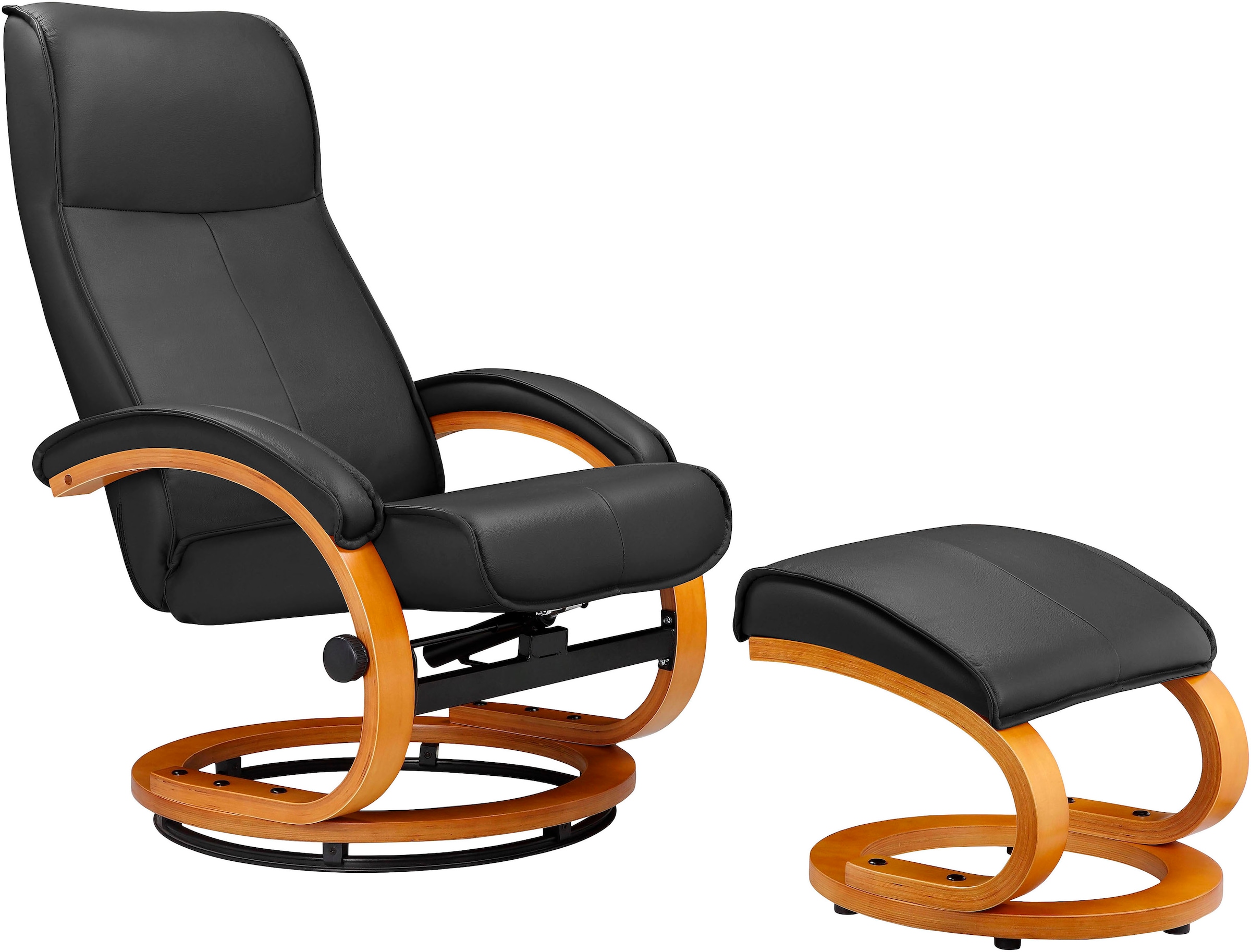 Home affaire Relaxsessel »Paris, TV-Sessel mit Hocker und manueller Liegefunktion«, (Set, 2 St., bestehend aus Sessel und Hocker), Dreh- und Kippfunktion, NaturLEDER®