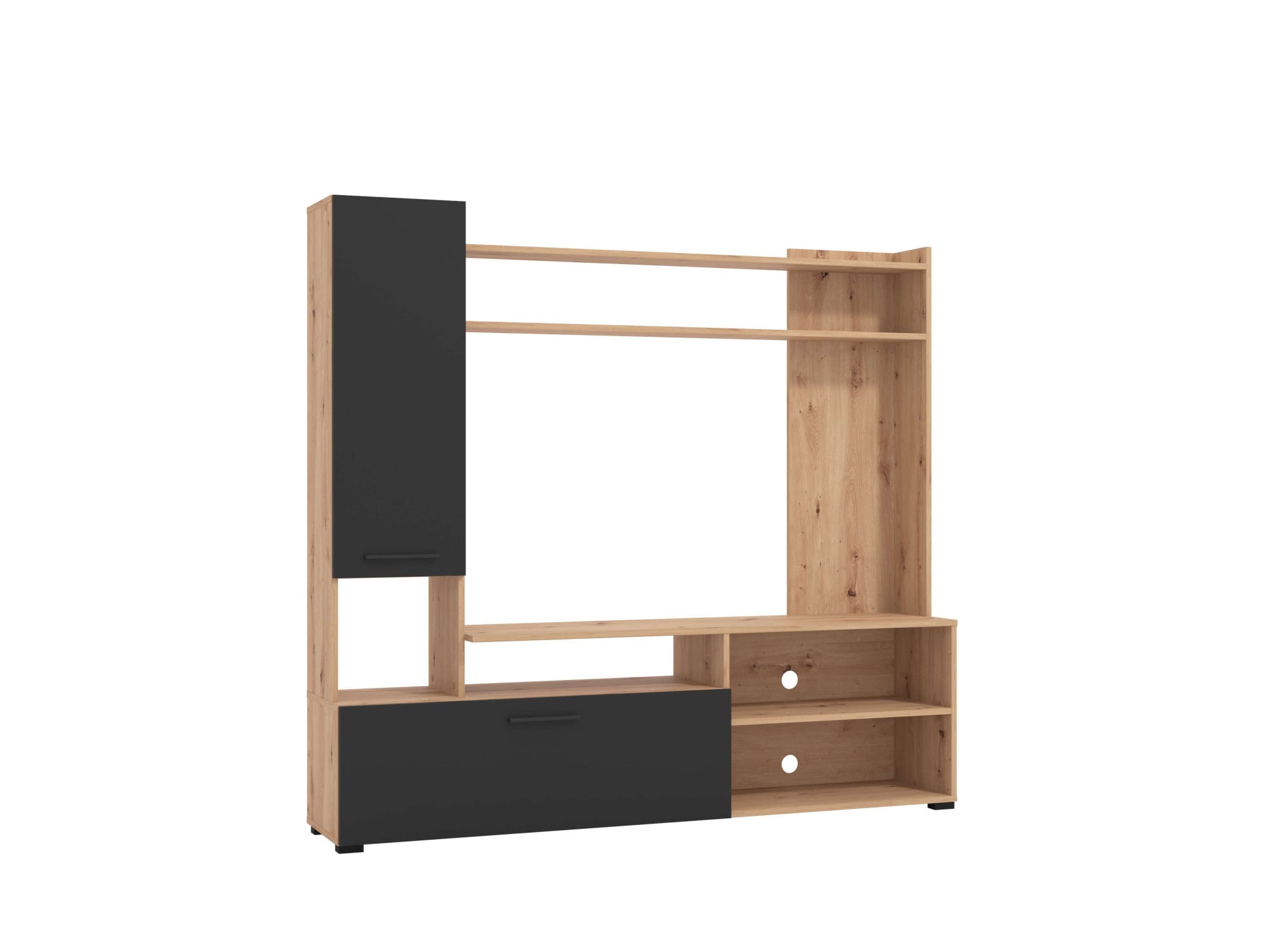 INOSIGN Wohnwand »Braga Wohnwand, Mediawand, Anbauwand, für TV bis 60', Breite 169 cm«, (Komplett-Set, 3 St.), Set besteht aus Standregal, TV-Board und Wandregal, in Artisan Eiche