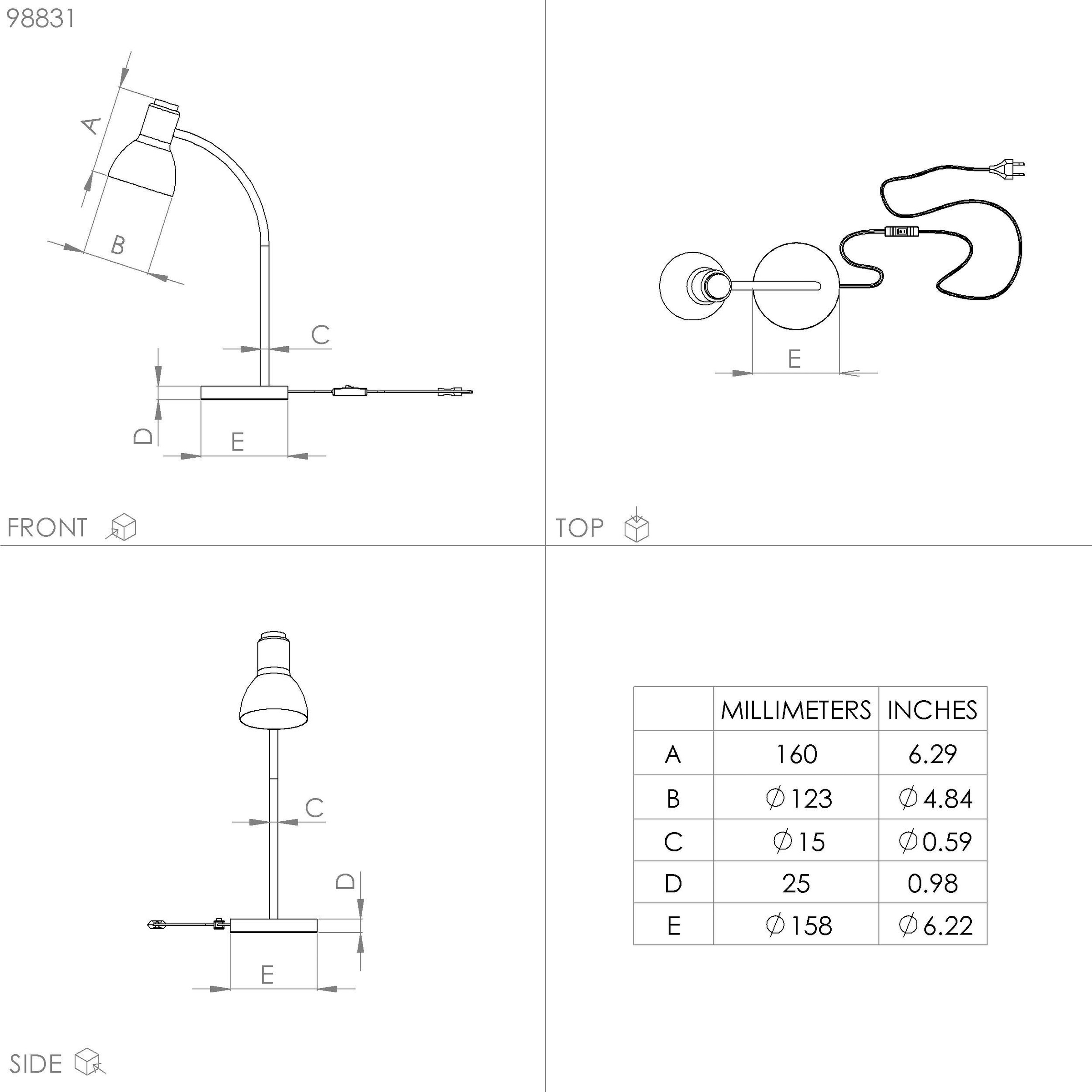 EGLO Tischleuchte »VERADAL«, Leuchtmittel E27 | ohne Leuchtmittel-ohne Leuchtmittel, Tischleuchte, Tischlampe, 1X40W exkl.