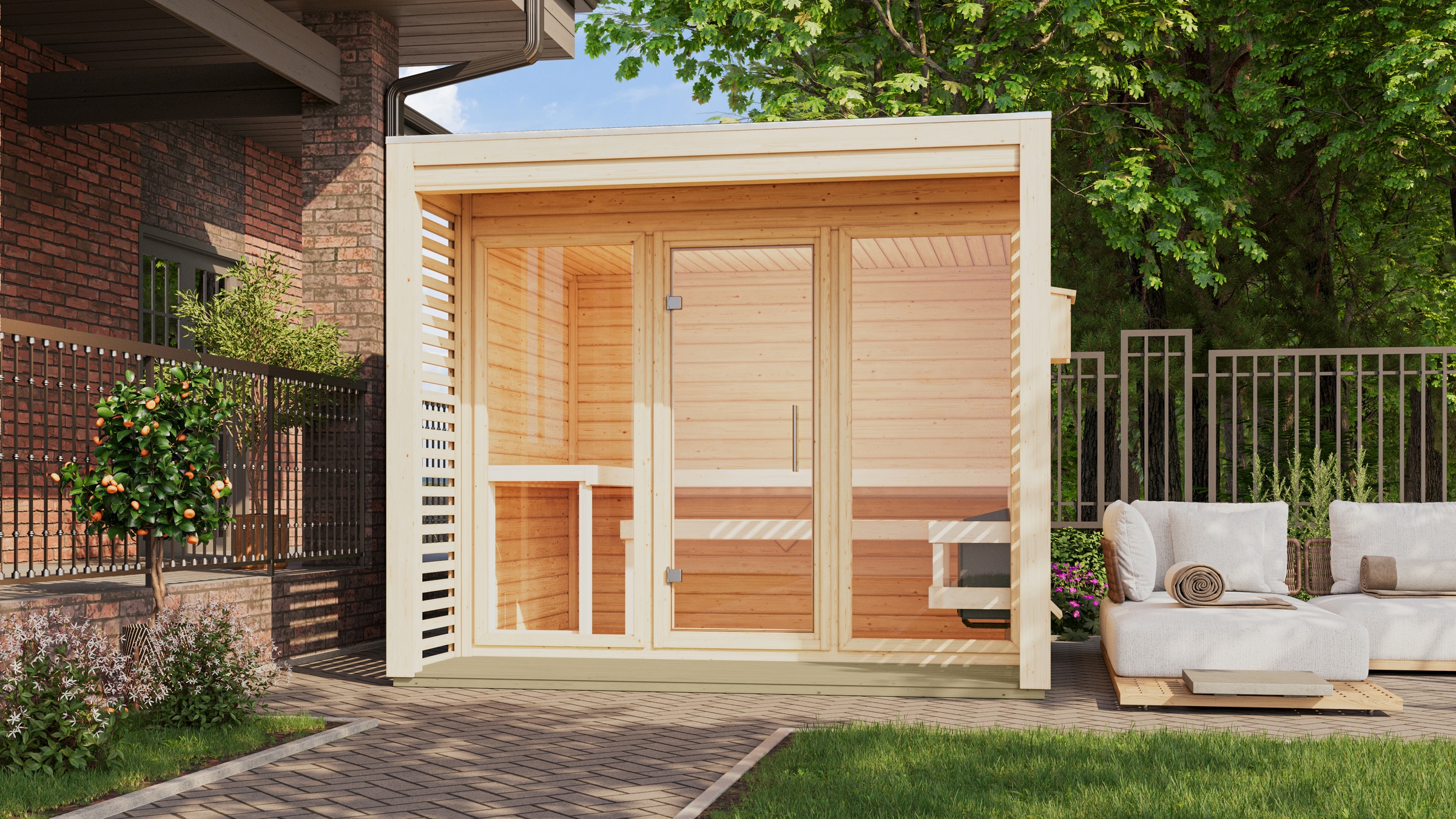 Karibu Saunahaus »»Armin 3« naturbelassen« in verschiedenen Ausführungen er günstig online kaufen