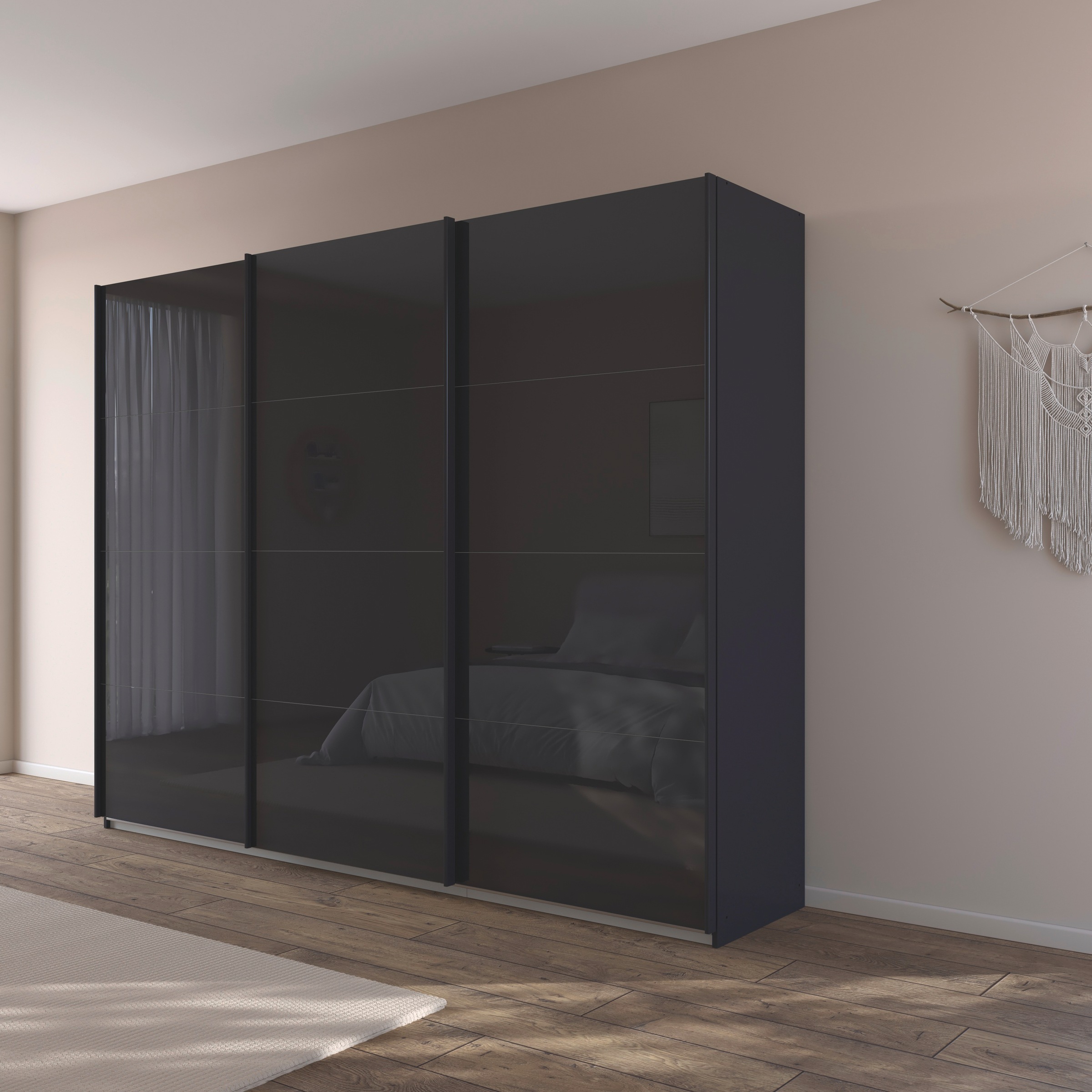 rauch Schwebetürenschrank »Kleiderschrank Schrank Garderobe AGORDO mit Glasfront«, durchdachte Innenausstattung, in 4 Breiten und 2 Höhen MADE IN GERMANY