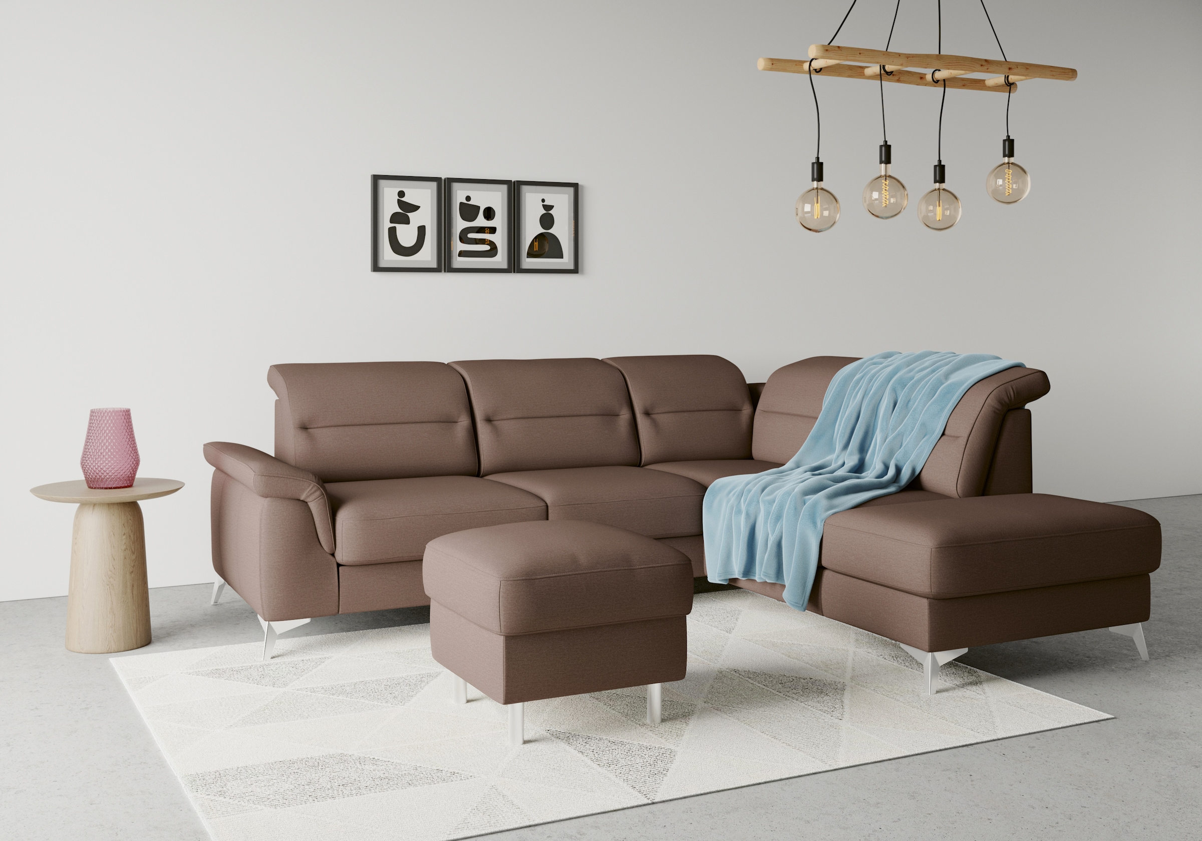 sit&more Ecksofa »Sinatra L-Form«, mit Ottomane, optional mit Kopfteilverstellung und Armteilfunktion