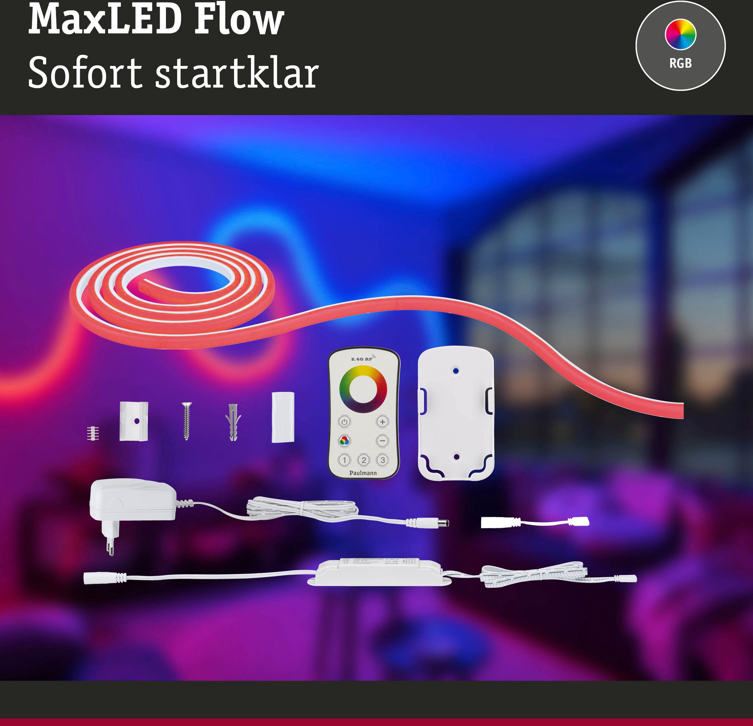 Paulmann LED-Streifen »MaxLED Flow Basisset 1,5m RGB 13,5W«, inkl. Funk-Fernbedienung