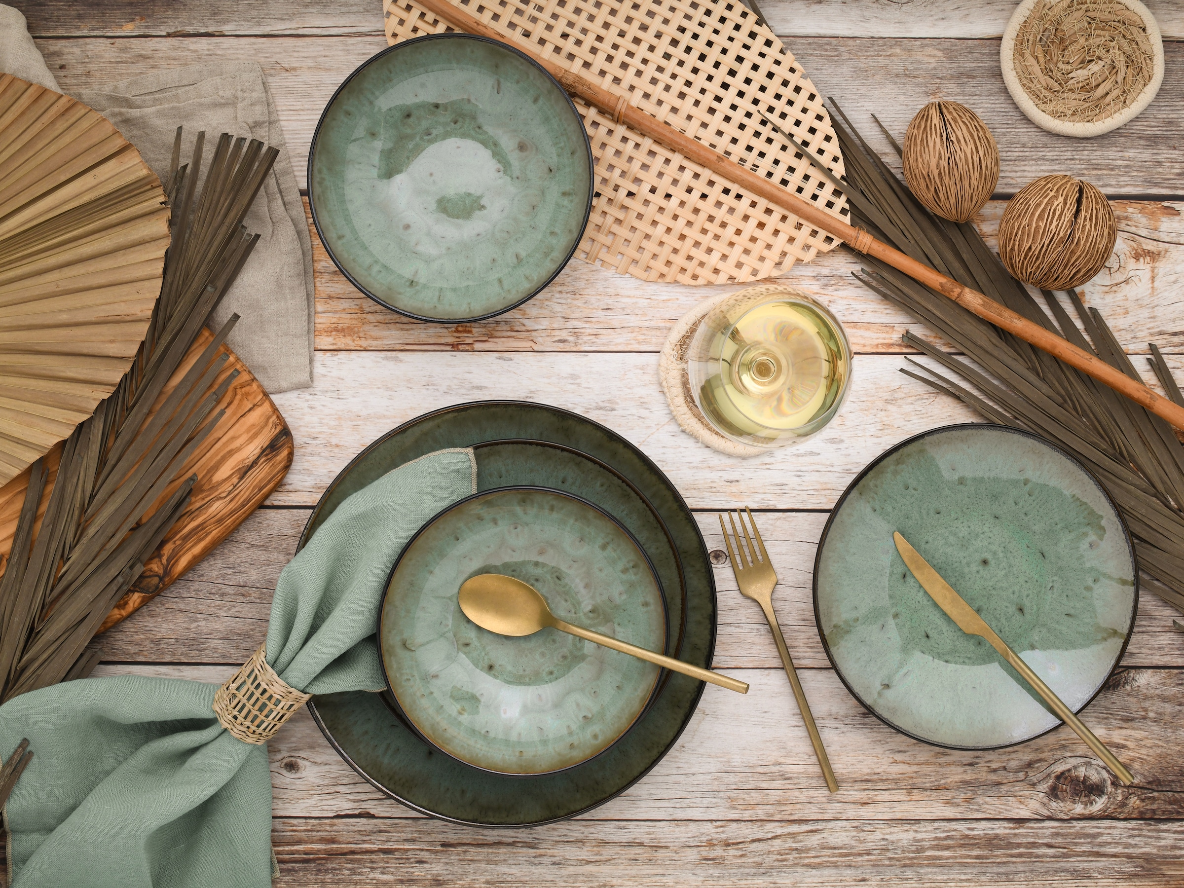 CreaTable Teller-Set »Jawa, Tellerset 12-tlg« Reaktivglasur