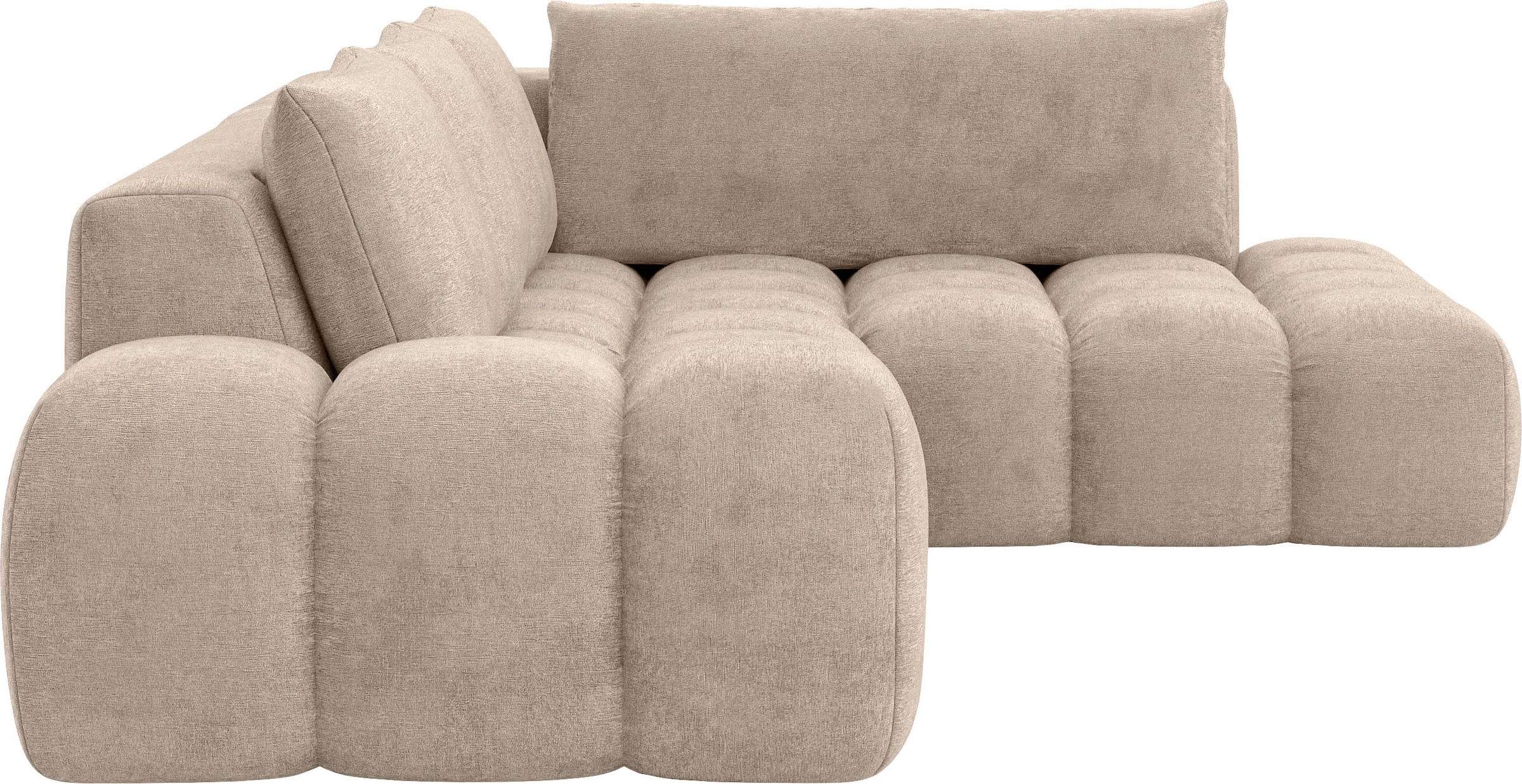 OTTO home Ecksofa »AZITA Designsofa, elegant und bequem L-Form, Bubble-Optik« lose Rückenkissen, traumhafte Steppung, Maße B/T/H: 352/210/72 cm