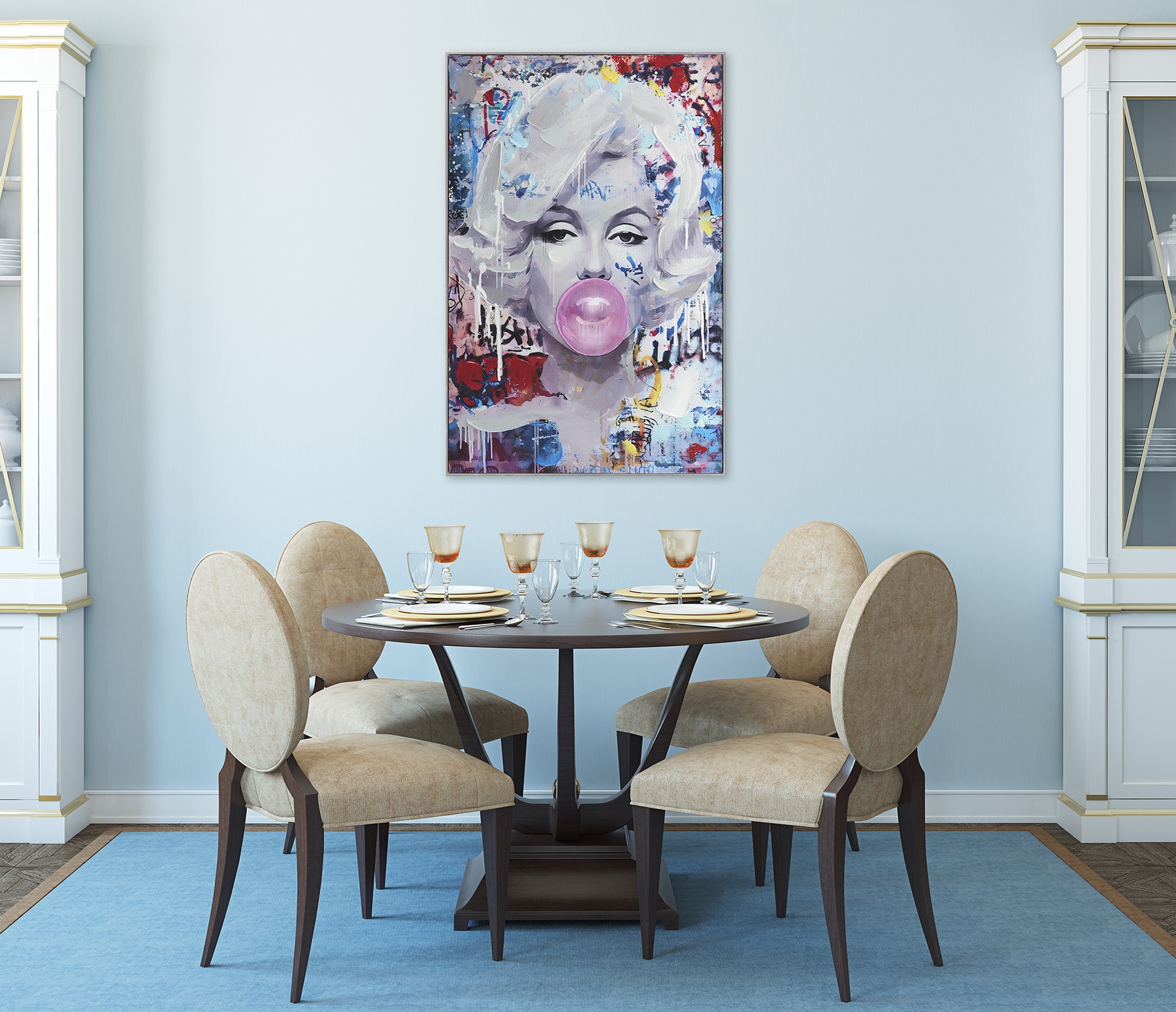 Bönninghoff Ölgemälde »handarbeit gerahmt POP ART PORTRAIT 60x90 cm – Wandbild« Frau | Pop Art | Portrait 1 Stk. tlg. handgefertigt, jedes Bild ein Unikat, Schattenfugenrahmen