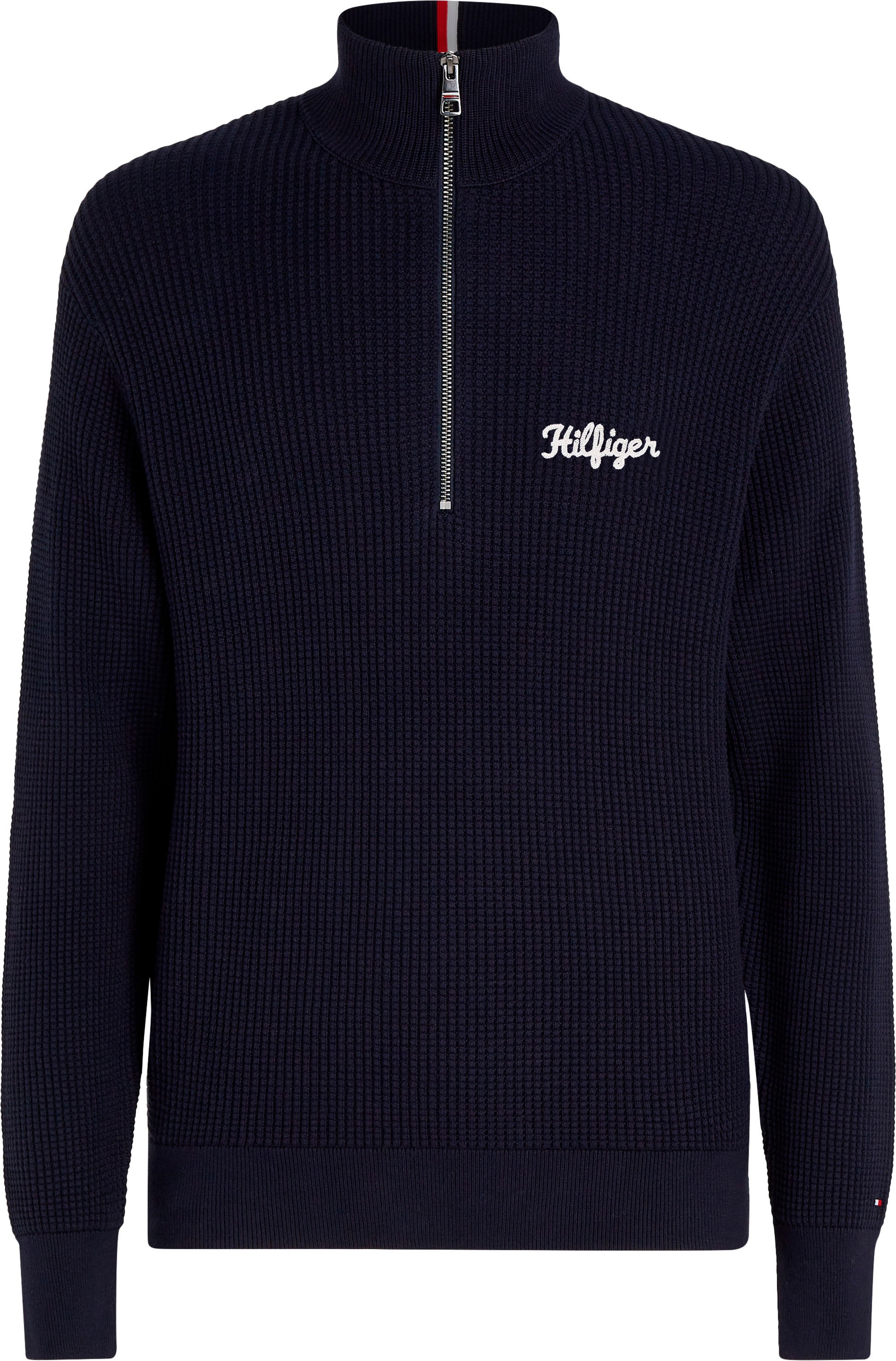 Tommy Hilfiger Rundhalspullover »HILFIGER GRAPHIC WAFFLE ZIP MOCK«