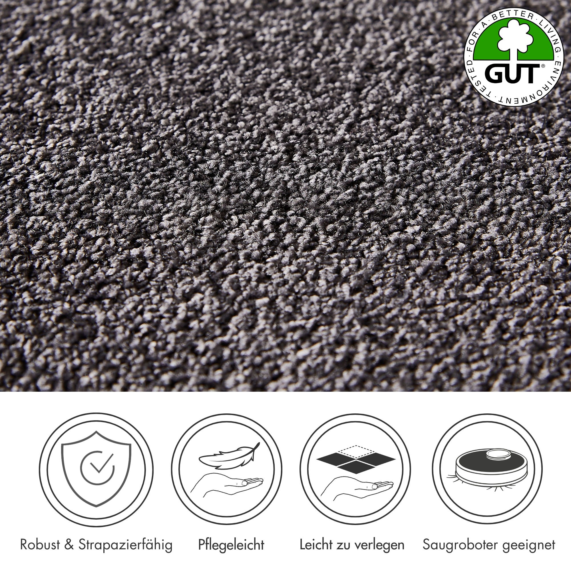 Andiamo Teppichboden »Verona, Velours, Made in Belgium«, rechteckig, 6 mm Höhe, Uni Farben, Breite 400 cm oder 500 cm, strapazierfähig, pflegeleicht