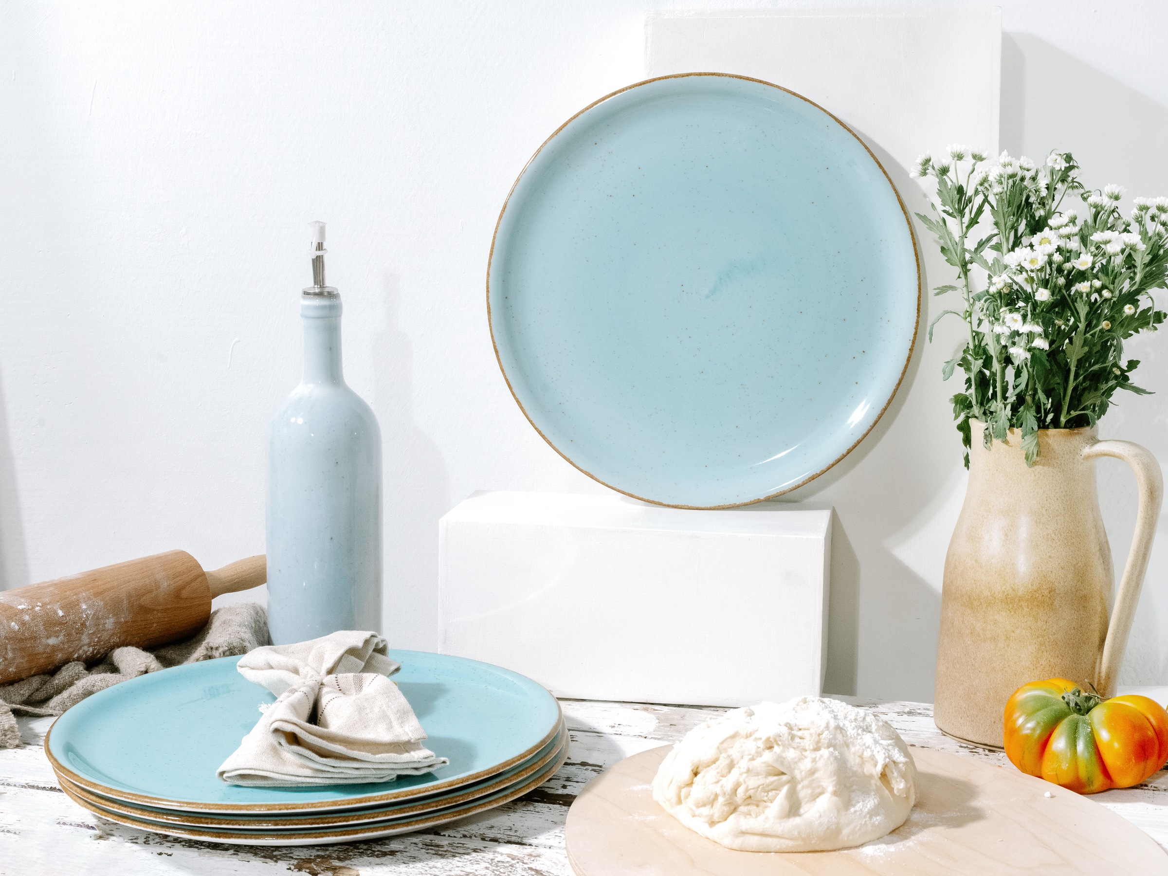 CreaTable Pizzateller »Vintage Nature, Pizzateller 33 cm 4-tlg« Handgemalt, günstig online kaufen