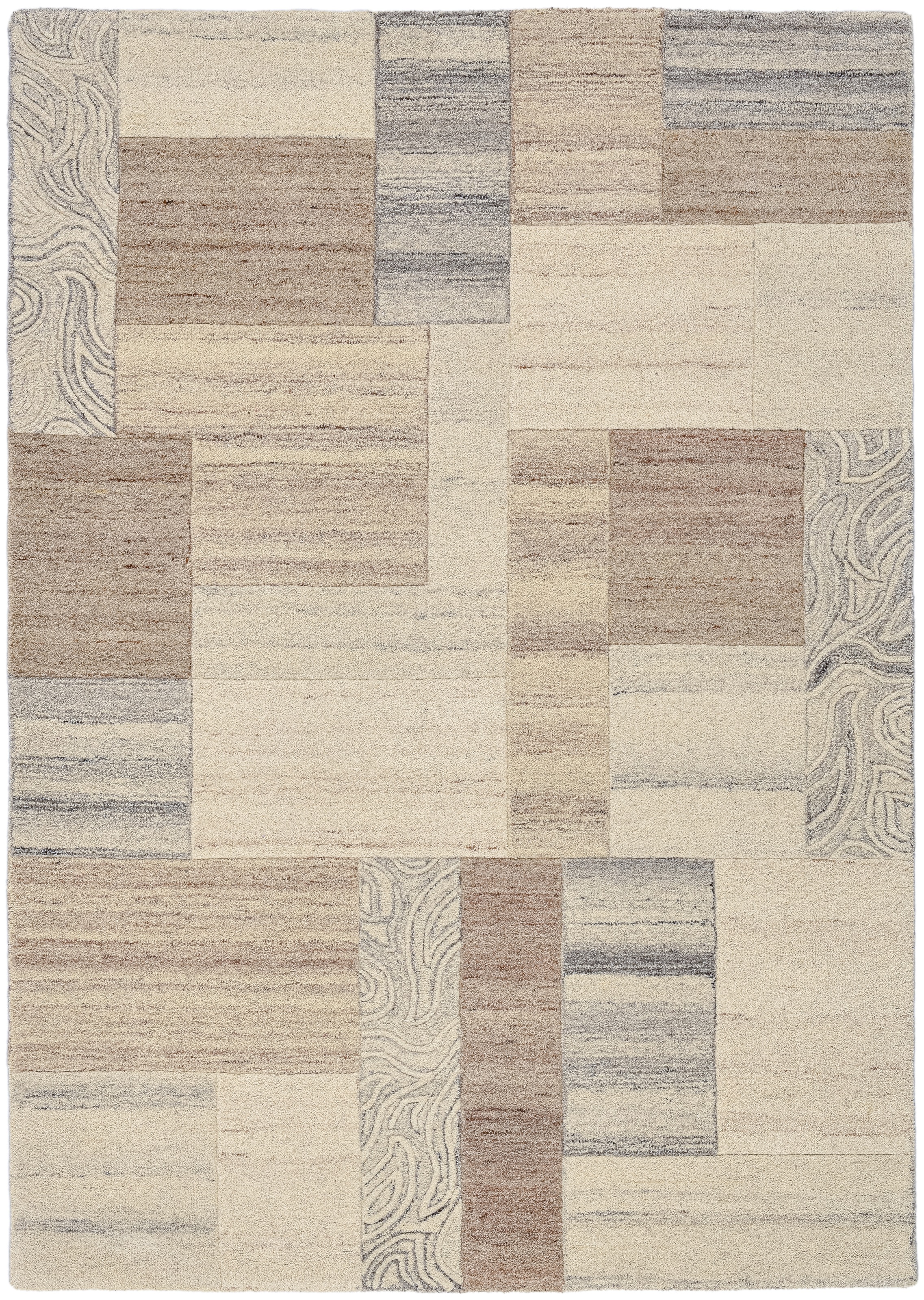 THEKO Wollteppich »Lola, Wolle, handgearbeitet, Patchwork Design, handgetuf günstig online kaufen