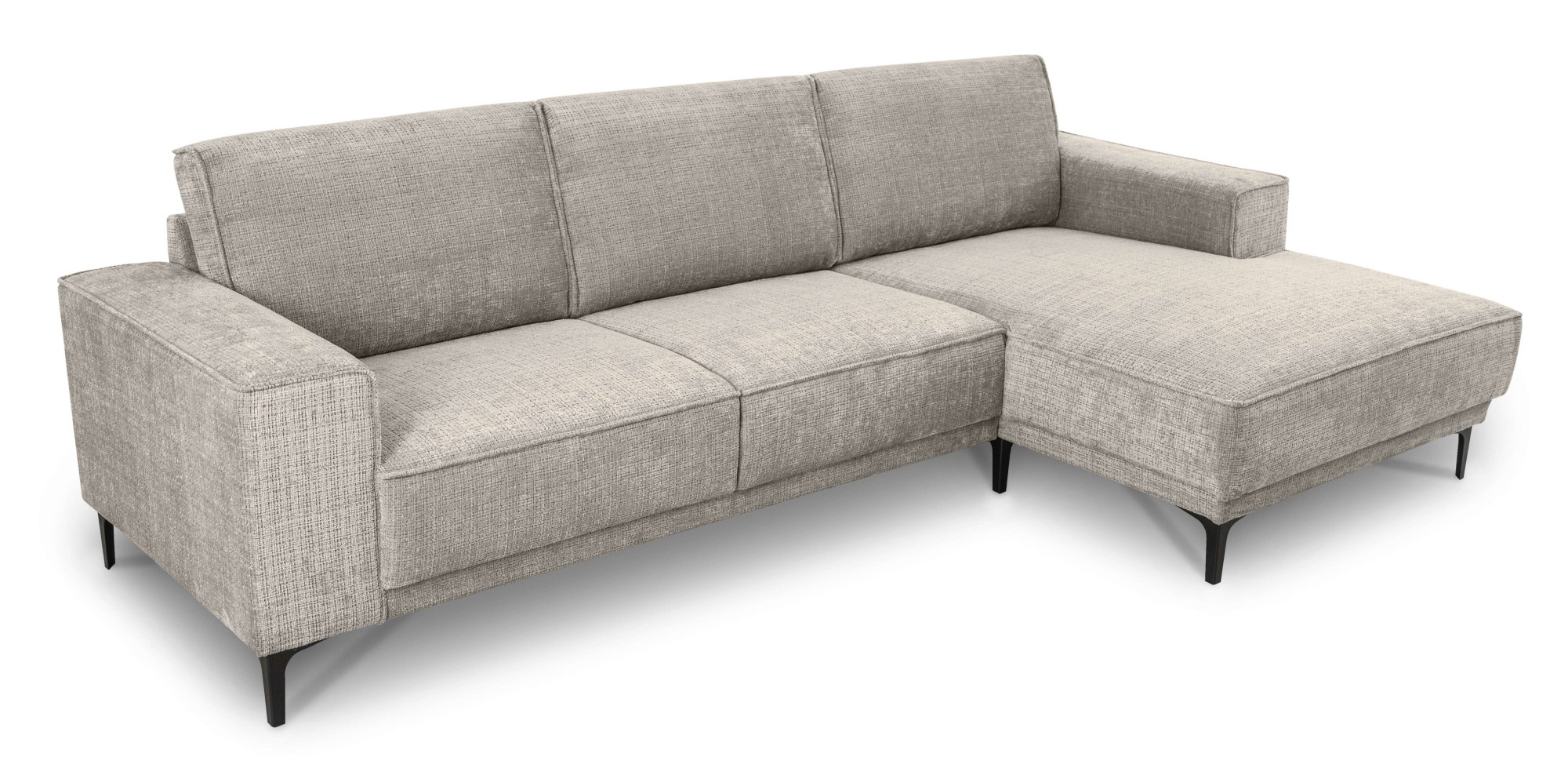 Places of Style Ecksofa »Polsterecke Oland, Struktur, Flachgewebe, Luxus-Microfaser, Boucle«, L-Form, 280 cm, Wellenunterfederung, Skandi-Design, Metallfüße