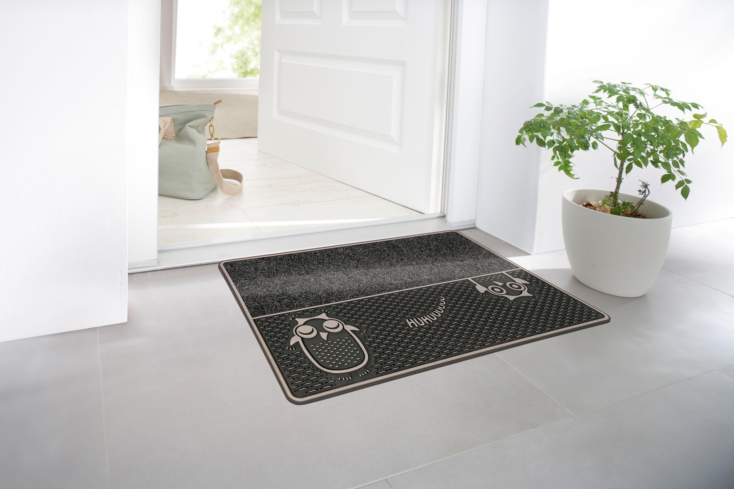 Home2Fashion Fußmatte »DC Clean Eulen«, rechteckig, 8 mm Höhe, Schmutzfangmatte, Motiv Eule, robust, In- und Outdoor geeignet