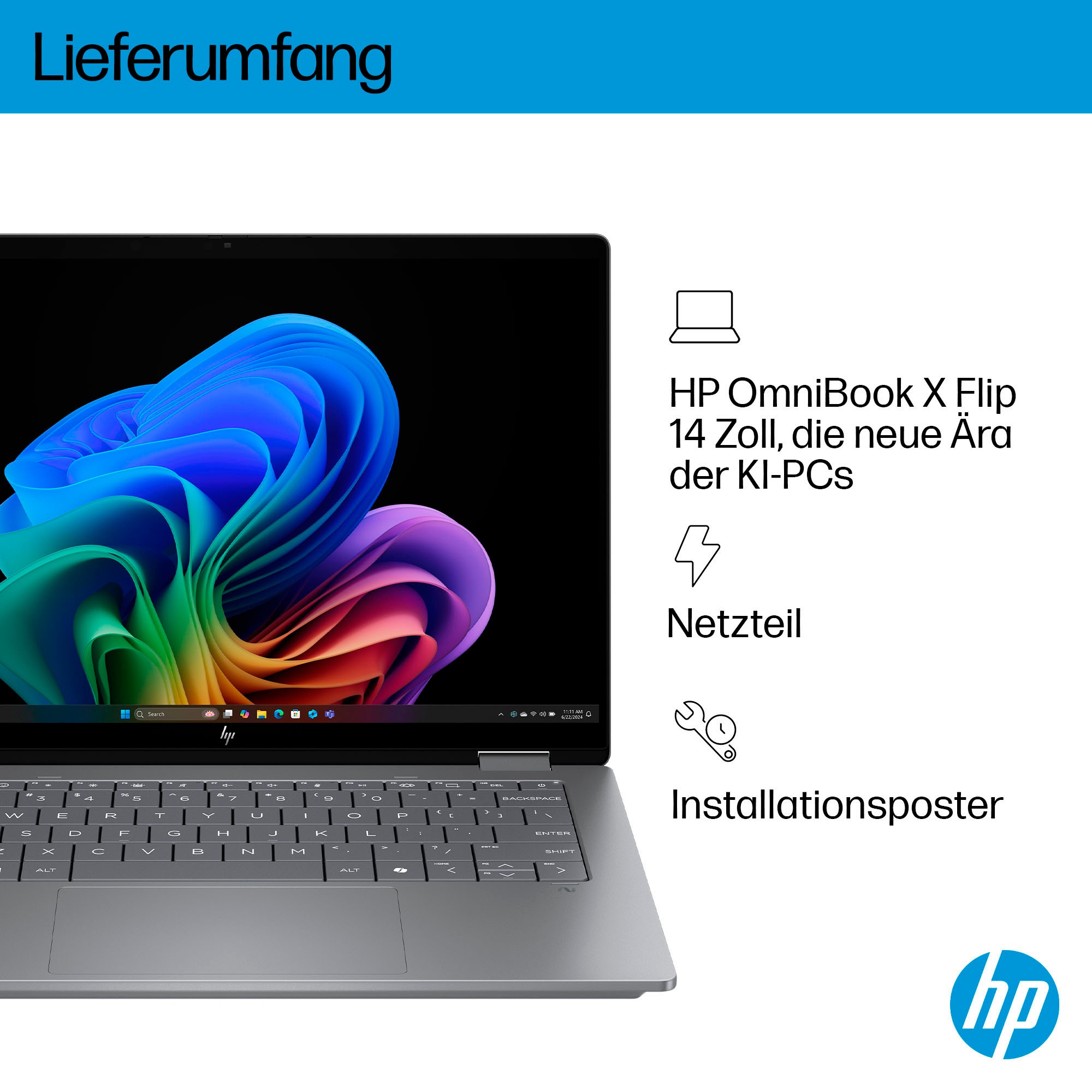 HP Convertible Notebook »OmniBook X Flip 14-fm0272ng«, 35,6 cm, / 14 Zoll, Intel, Core Ultra 5, ARC, 512 GB SSD