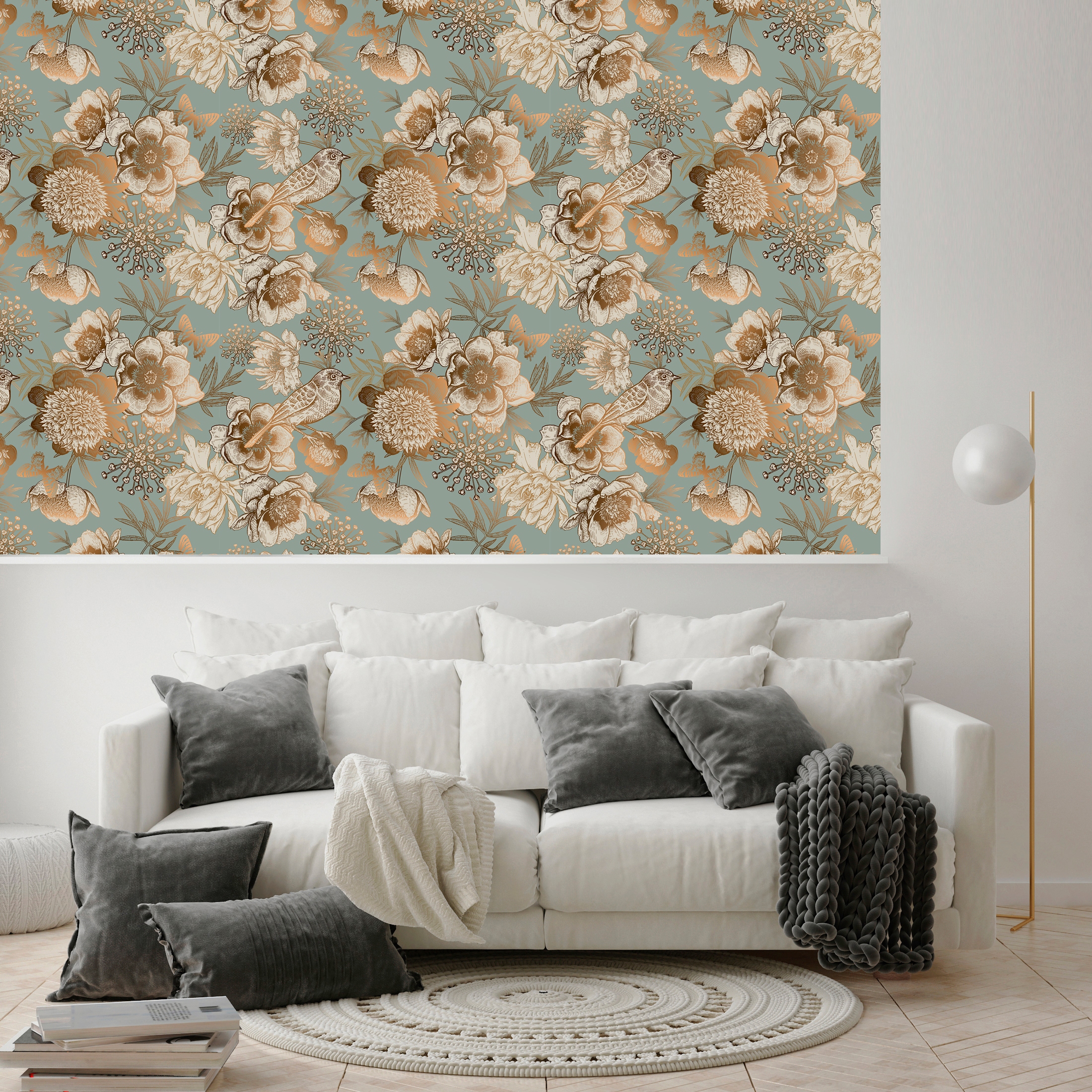 queence Vinyltapete »Malina« Motiv | bedruckt | botanisch | floral | gemustert | natürlich glatt 90x250cm, selbstklebend, kinderleichte Anbringung, , Sticker