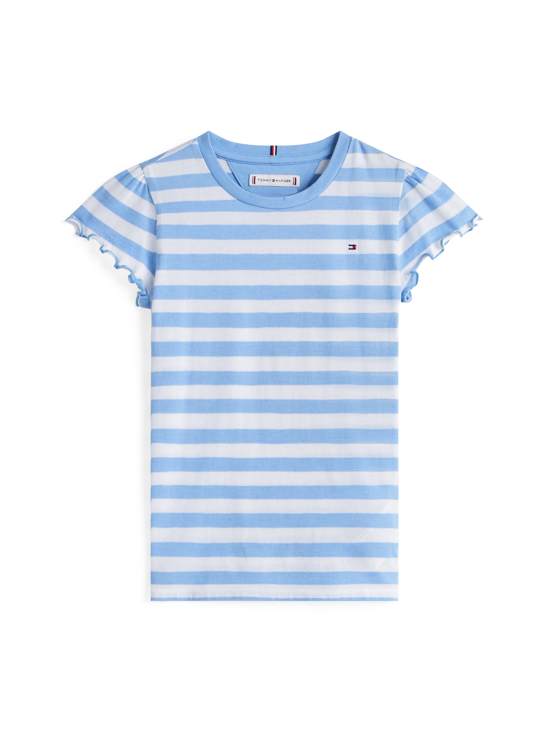 Tommy Hilfiger T-Shirt »ESSENTIAL STRIPE RUFFLE TOP SS« für Kinder bis 16 Jahre, mit gewellter Kante