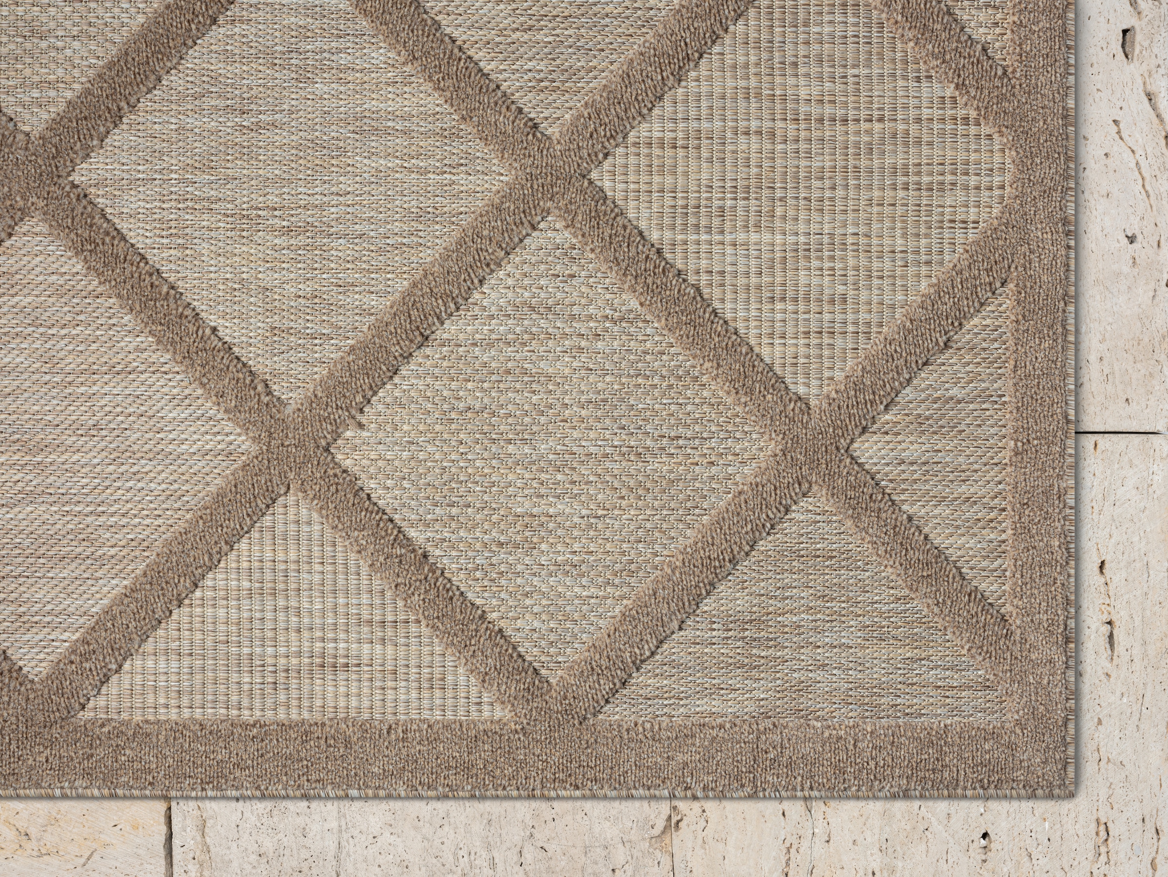 Myflair Möbel & Accessoires Teppich »Amara Lagerräumung«, rechteckig, 8 mm Höhe, Uni Farben, Hoch-Tief Effekt, Outdoor geeignet, Balkon, Terrasse