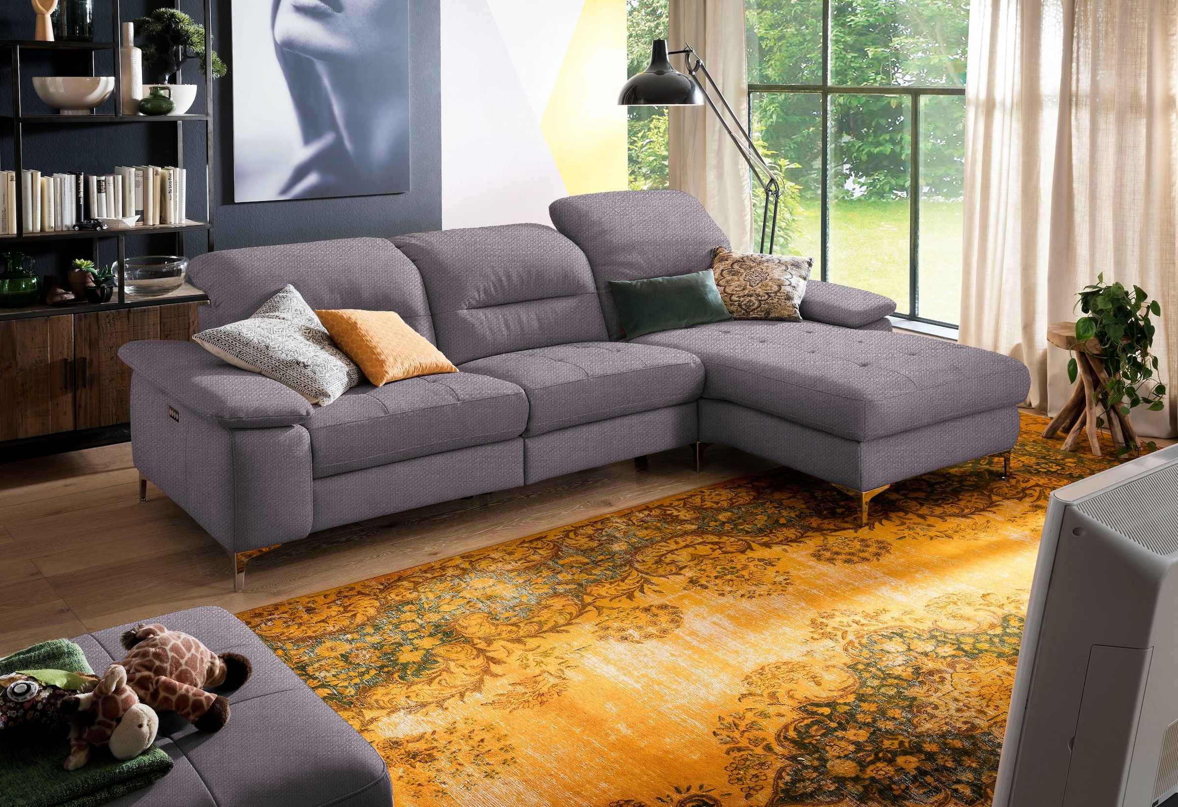 Places of Style Ecksofa »Basel L-Form«, mit vollmotorischer Relaxfunktion und motorischer Recamiere