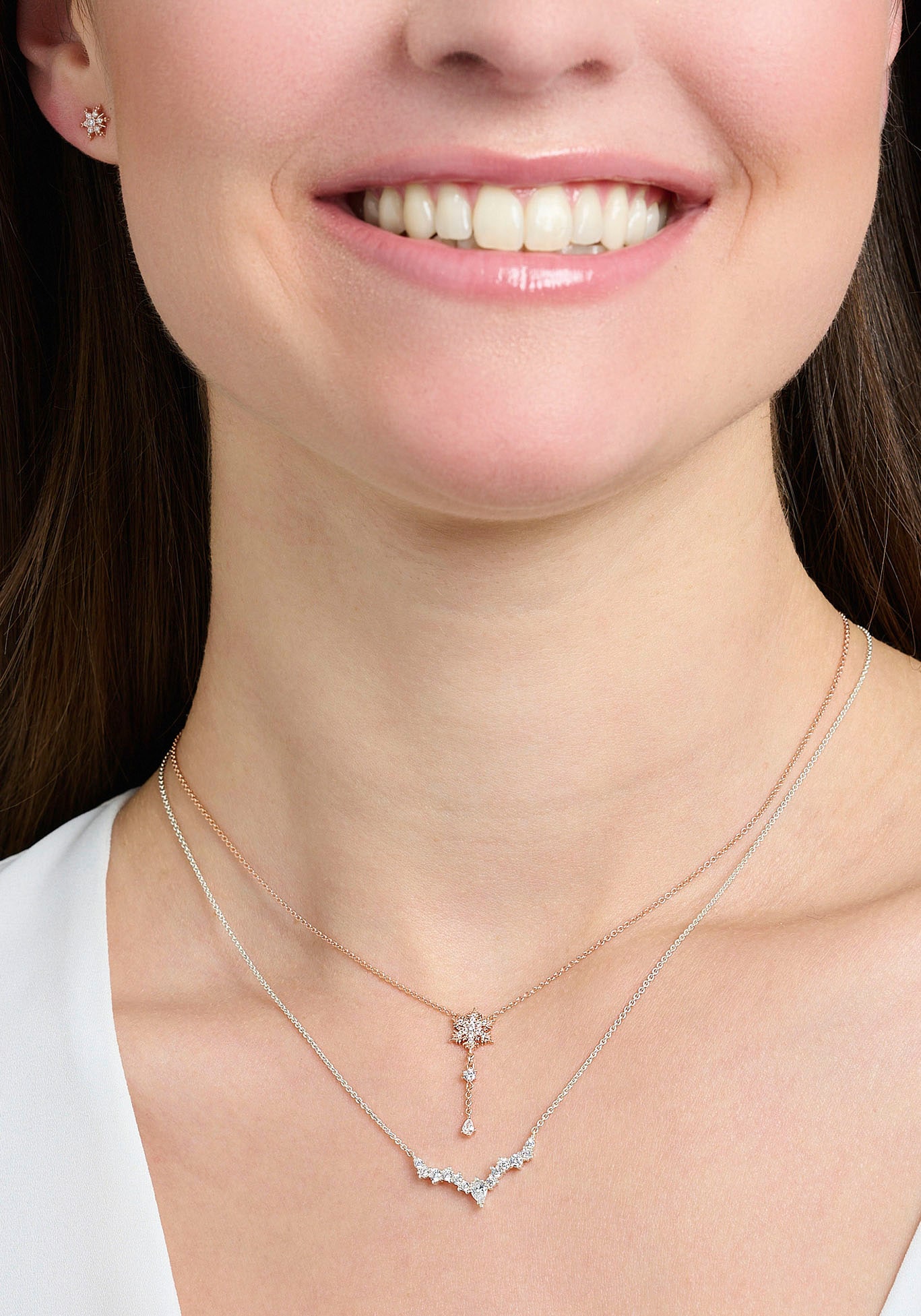 THOMAS SABO Kette mit Anhänger »Eiskristalle, KE2172-051-14-L45V«, mit Zirkonia (synth.)