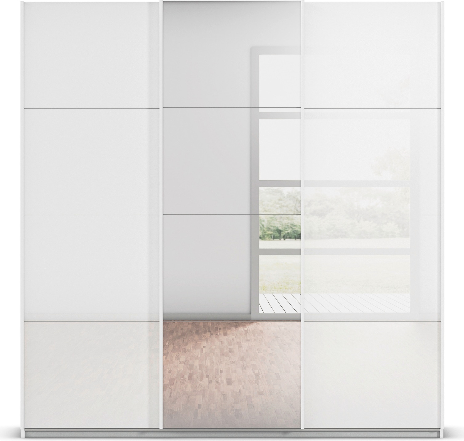 OTTO home Schwebetürenschrank »Kleiderschrank Kleiderschränke Schrank Garderobe AGORDO mit Glasfront« Breiten 203/271/315/360 cm, Höhen 210/229 cm,  durchdachte Innenausstattung, in 4 Breiten und 2 Höhen MADE IN GERMANY