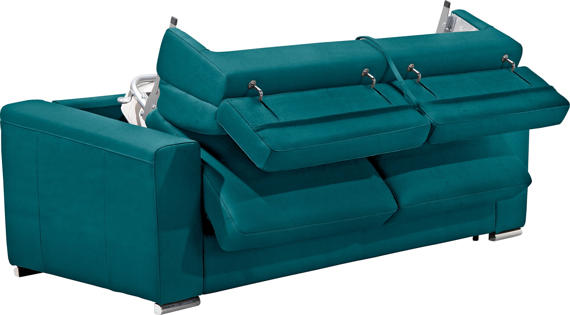 Egoitaliano Schlafsofa »Cabiria, Design und super Sitz- und Liegekomfort«, Sofa inkl. Schlaffunktion, Kopfteile verstellbar, mit Metallfüßen